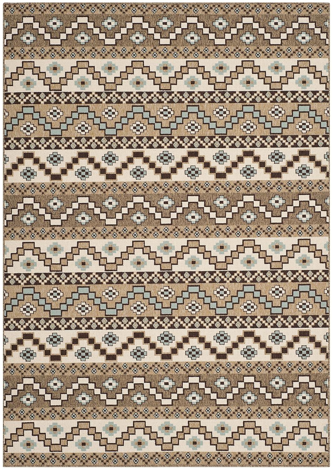 Veranda VER095 Power Loomed Indoor and Outdoor Area Rug - Creme/Brown - 5'3"x7'7" - Safavieh.