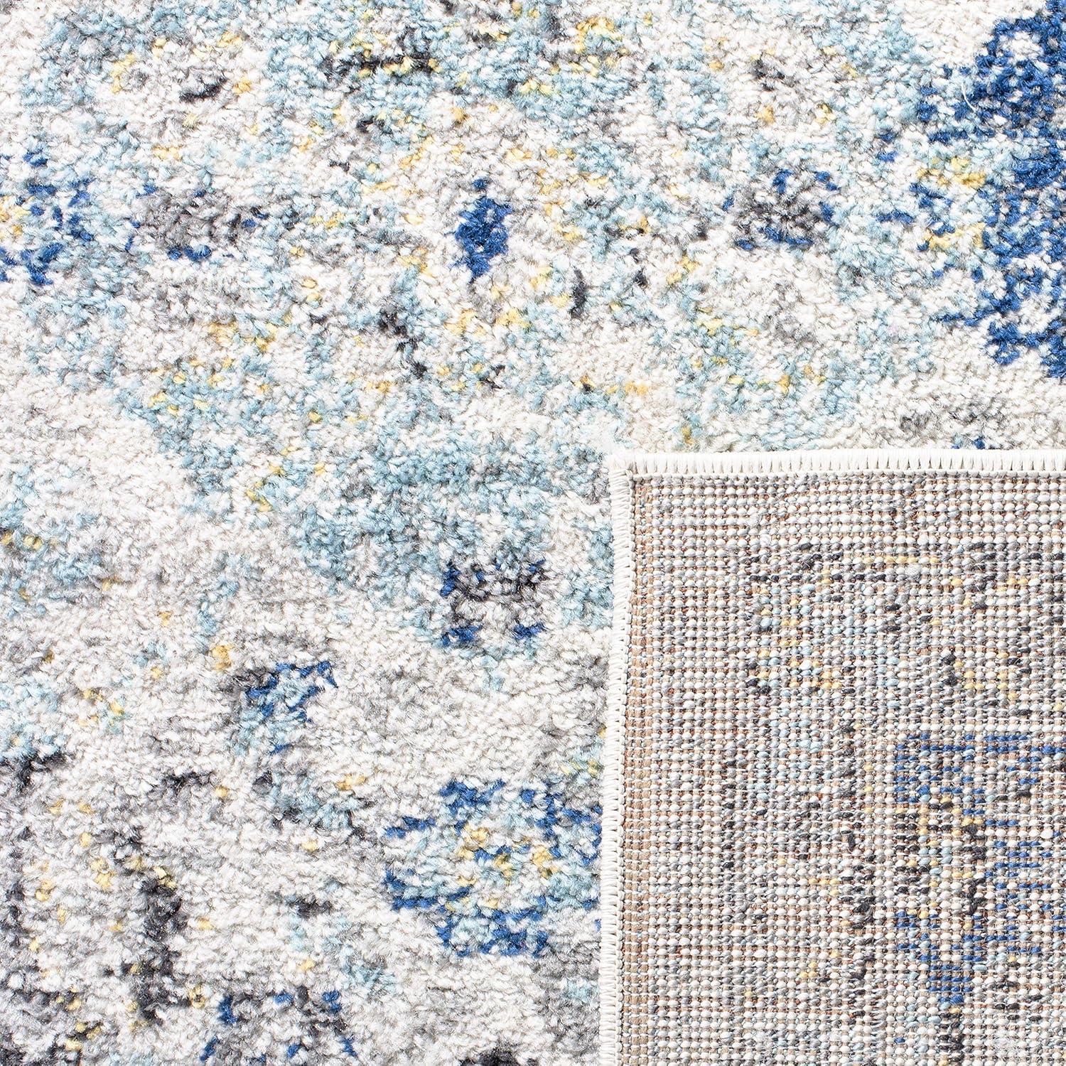 Madison MAD611 Power Loomed Indoor Area Rug - Ivory/Aqua - 4'x4' - Safavieh