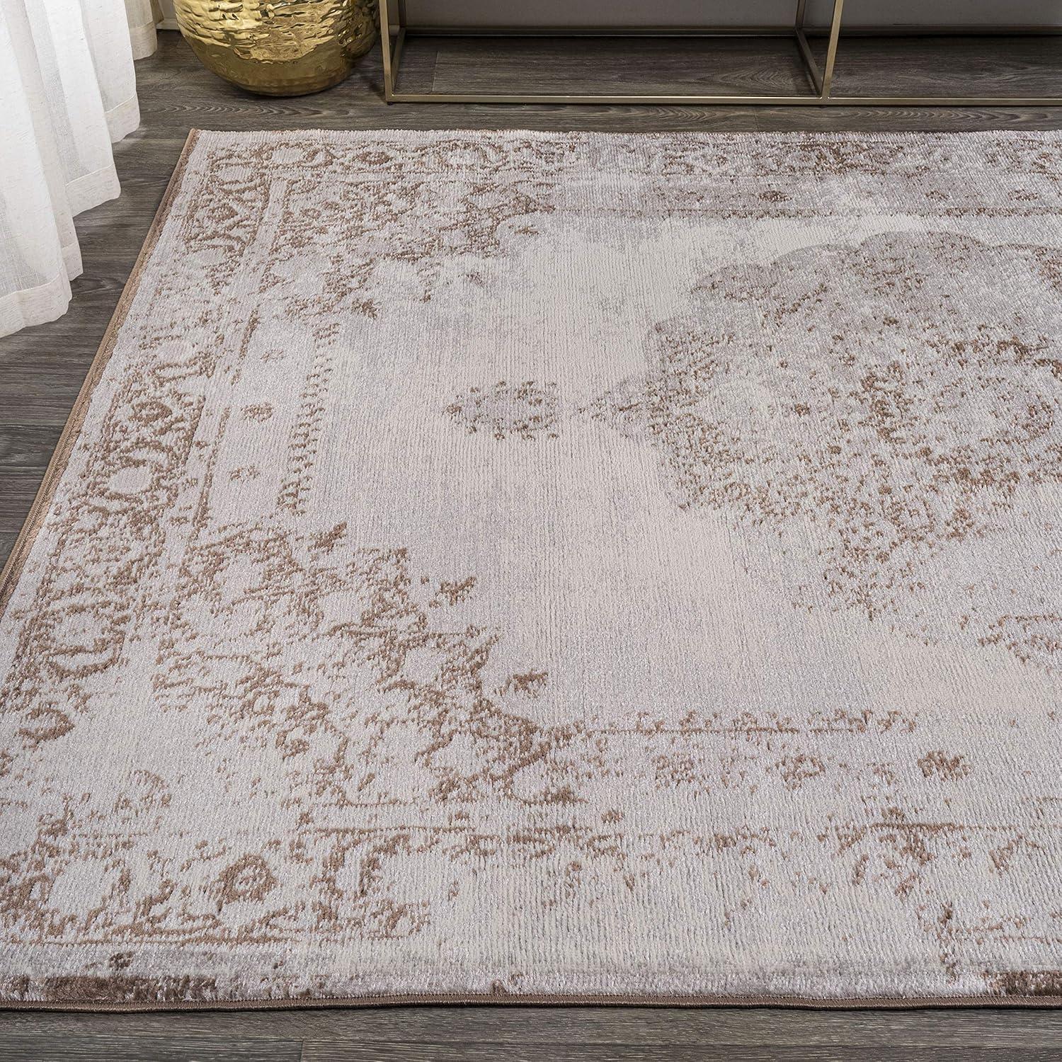 8'x10' Rosalia Cottage Medallion Area Rug, Brown/Cream - JONATHAN Y