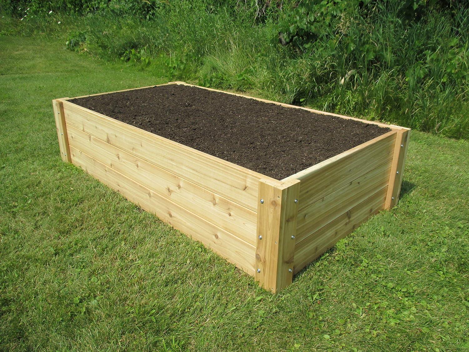 Smart Carts Enterprises 3x6RaisedTall16.5 in. x  3 x 6 ft. Deep Root Natural Cedar Raised Bed Garden Kit