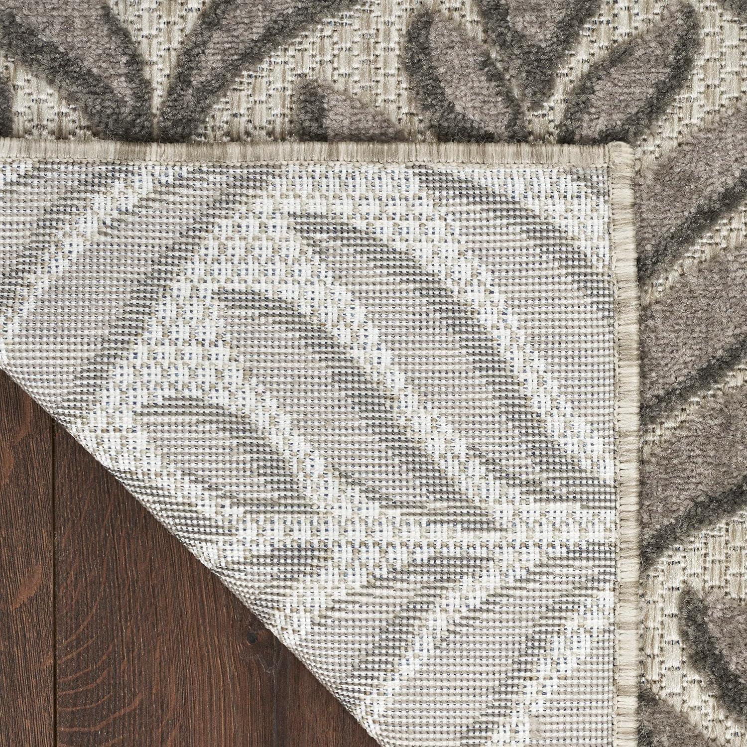 Nourison Aloha Tropical Palm Flatweave High-Low Indoor Outdoor Area Rug Charcoal 2'8" x 4'