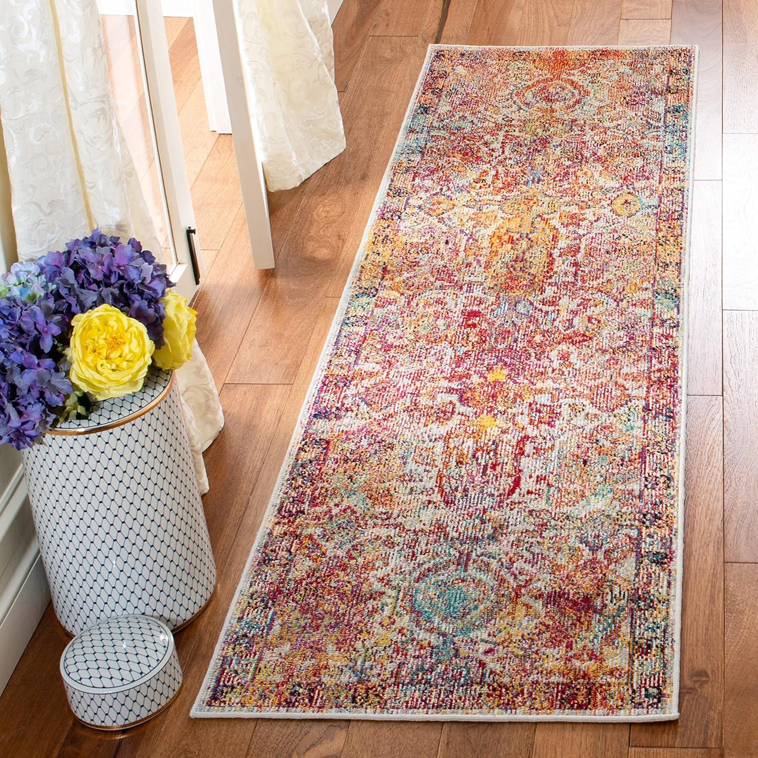 Crystal CRS505 Power Loomed Area Rug - Light Blue/Orange - 8'9"x11'9" - Safavieh.
