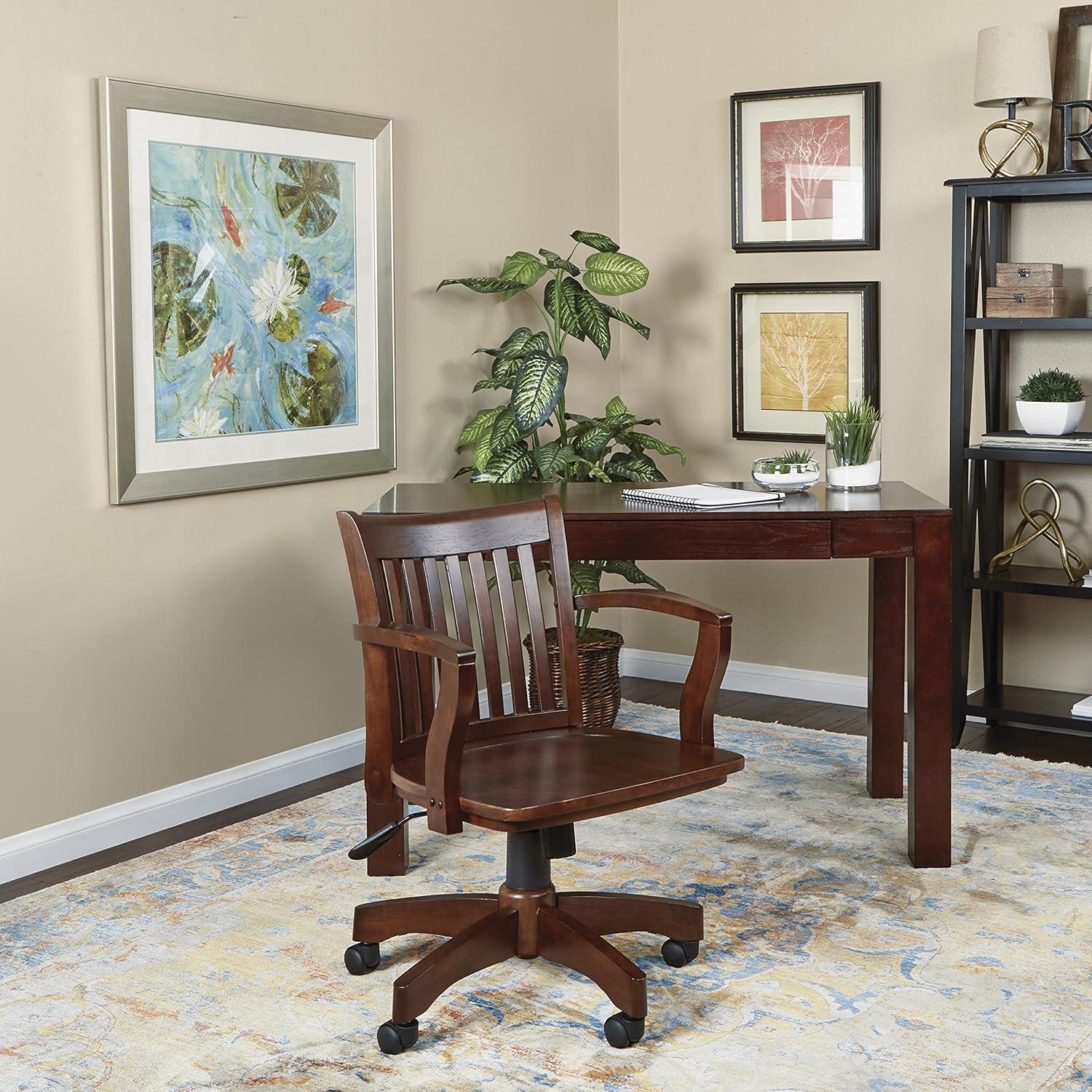 OSP Home Furnishings Deluxe Wood Bankers Chair with Wood Seat in Espresso Wood Finish