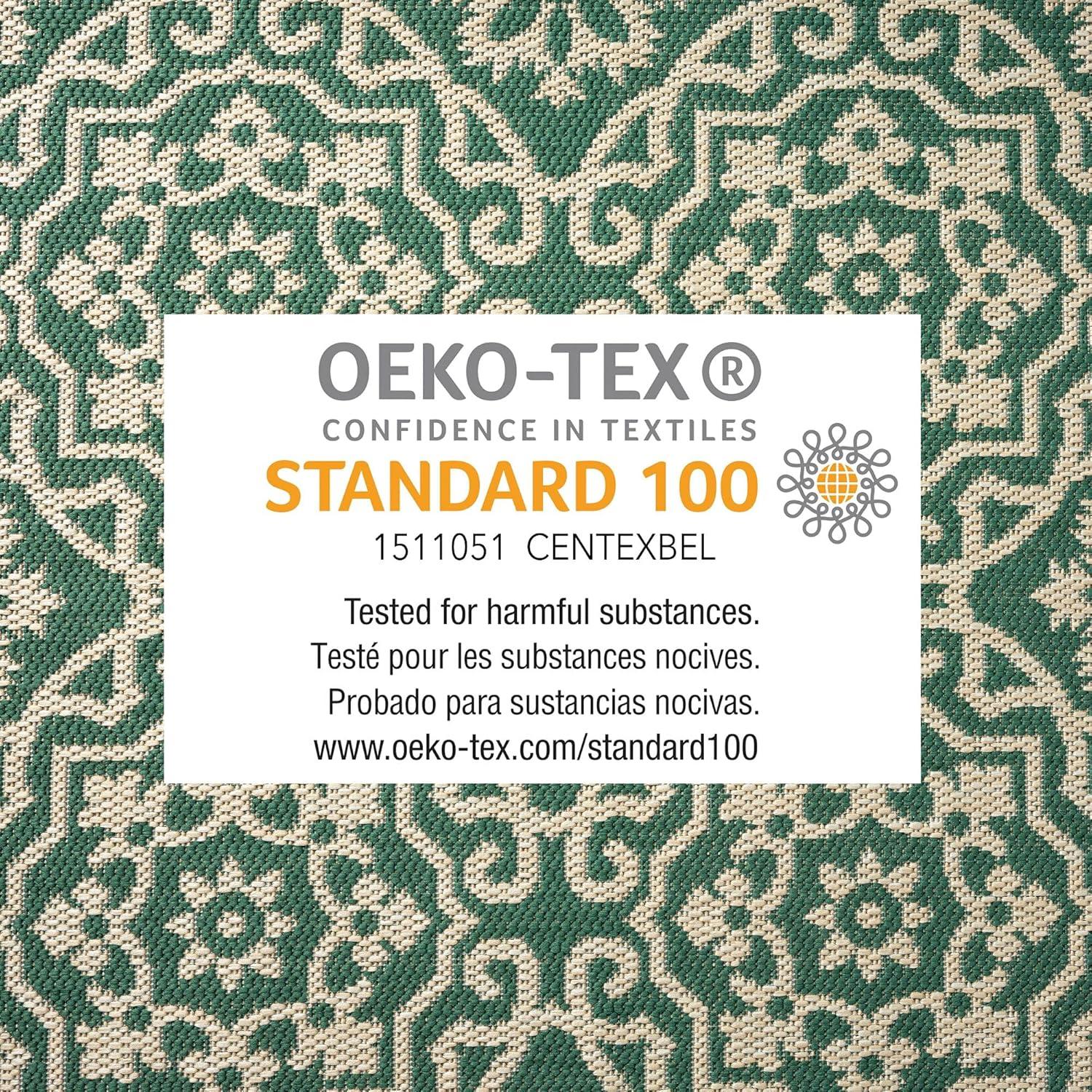 NICOLE MILLER NEW YORK Patio Country Danica Geometric Indoor/Outdoor Area Rug, Green/Beige