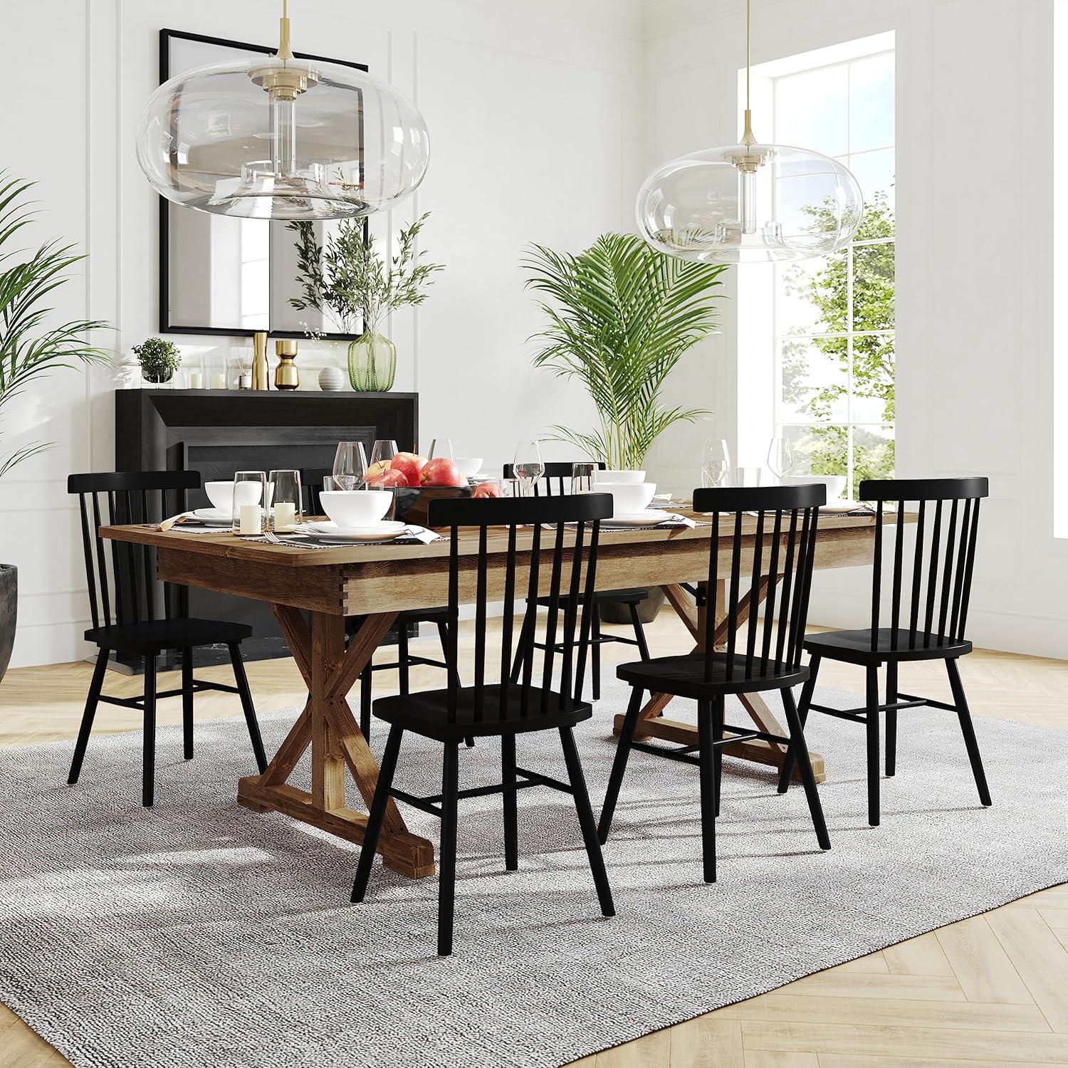 Flash Furniture Eternity Rectangular Solid Pine Farm Dining Table with Folding X-Style Legs