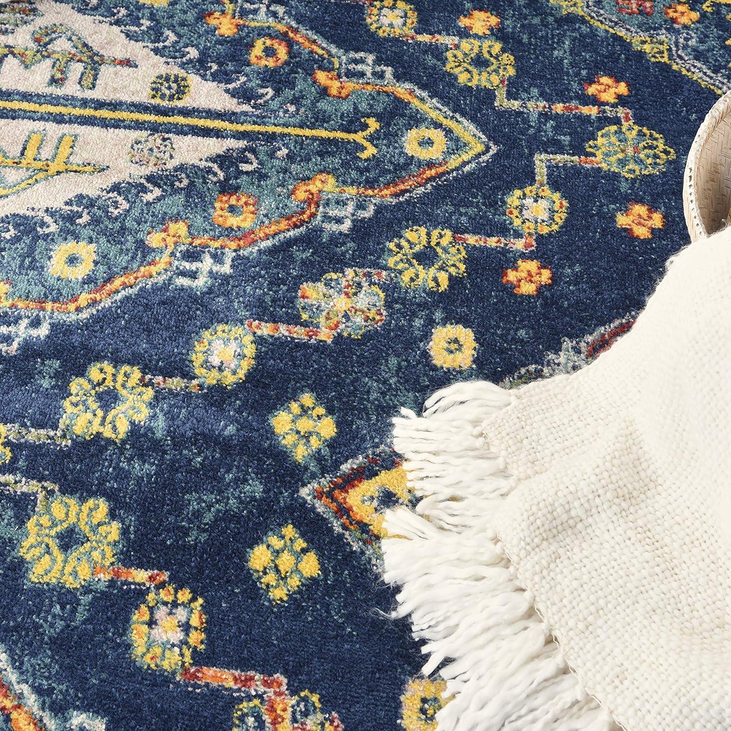 Nourison Allur Diamonds Geometric Indoor Area Rug Navy Multicolor 7'10" x 9'10"