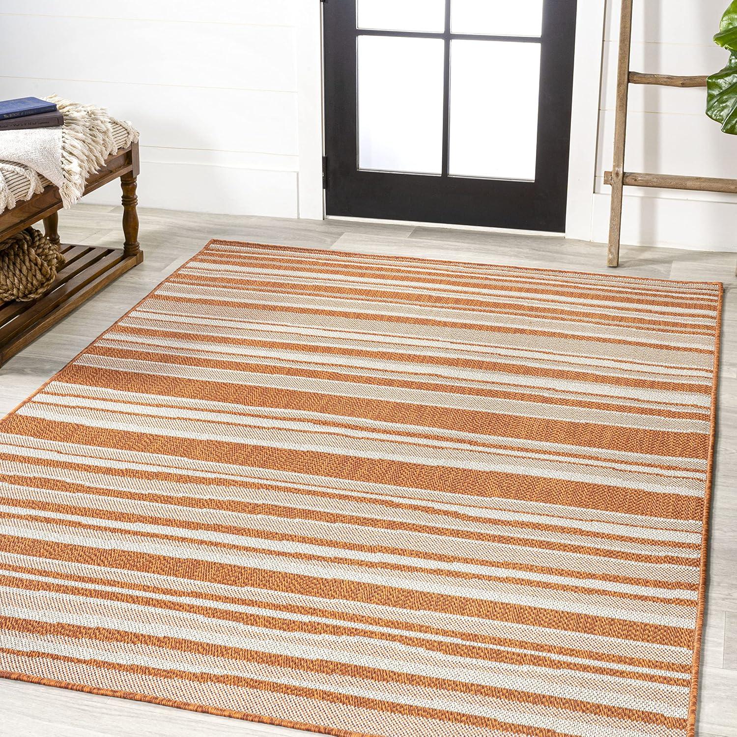 Castara Wavy Stripe Modern Indoor/Outdoor Area Rug - JONATHAN Y