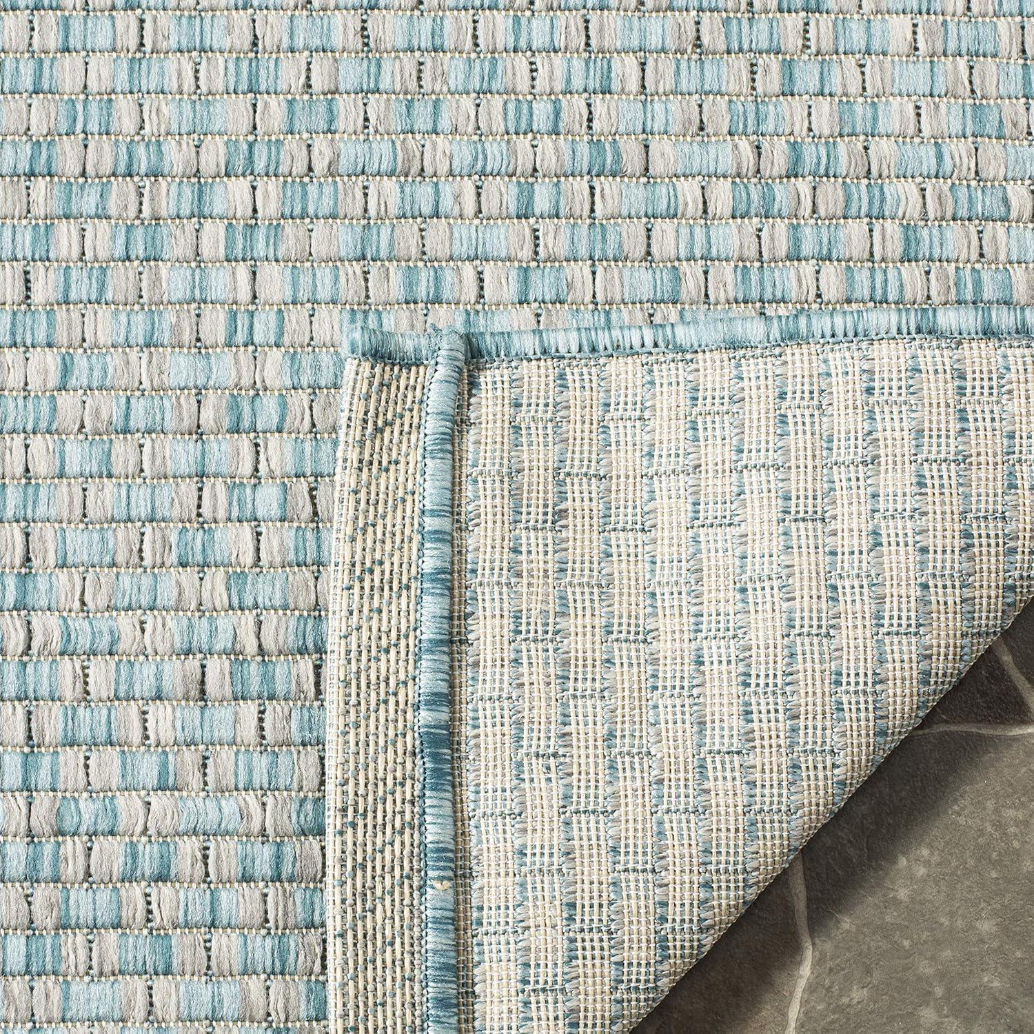 Courtyard CY8653 Power Loomed Indoor and Outdoor Area Rug - Light Blue/Light Grey - 5'3"x7'7" - Safavieh