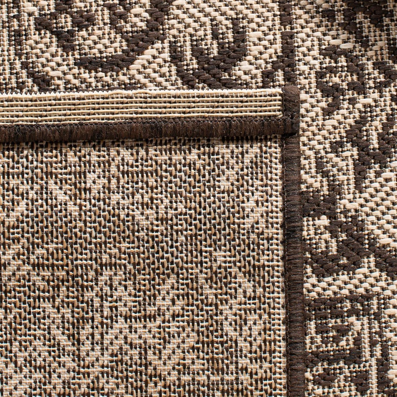 Beach House BHS139 Power Loomed Indoor/Outdoor Runner Rug - Creme/Brown - 2'2"x12' - Safavieh