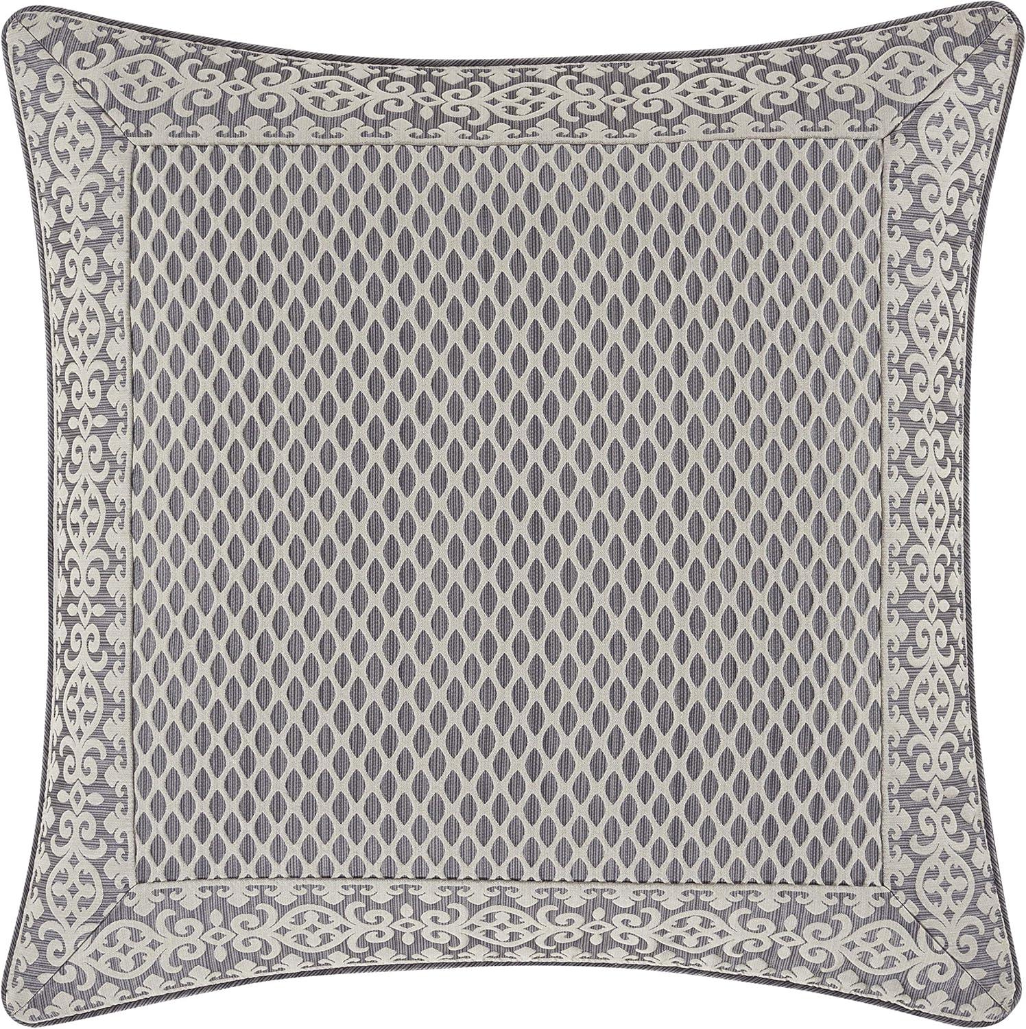 Charcoal and Cream Polyester Euro Sham with Woven Border