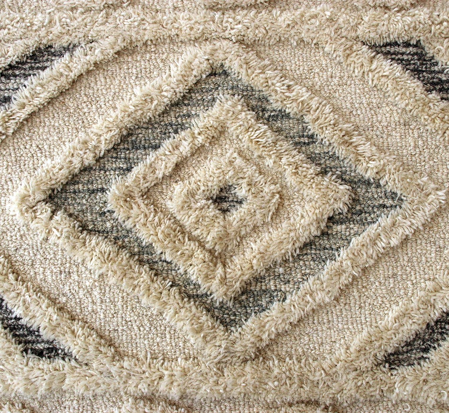 Round Rug Hand Tufted Wool Geometric Rug