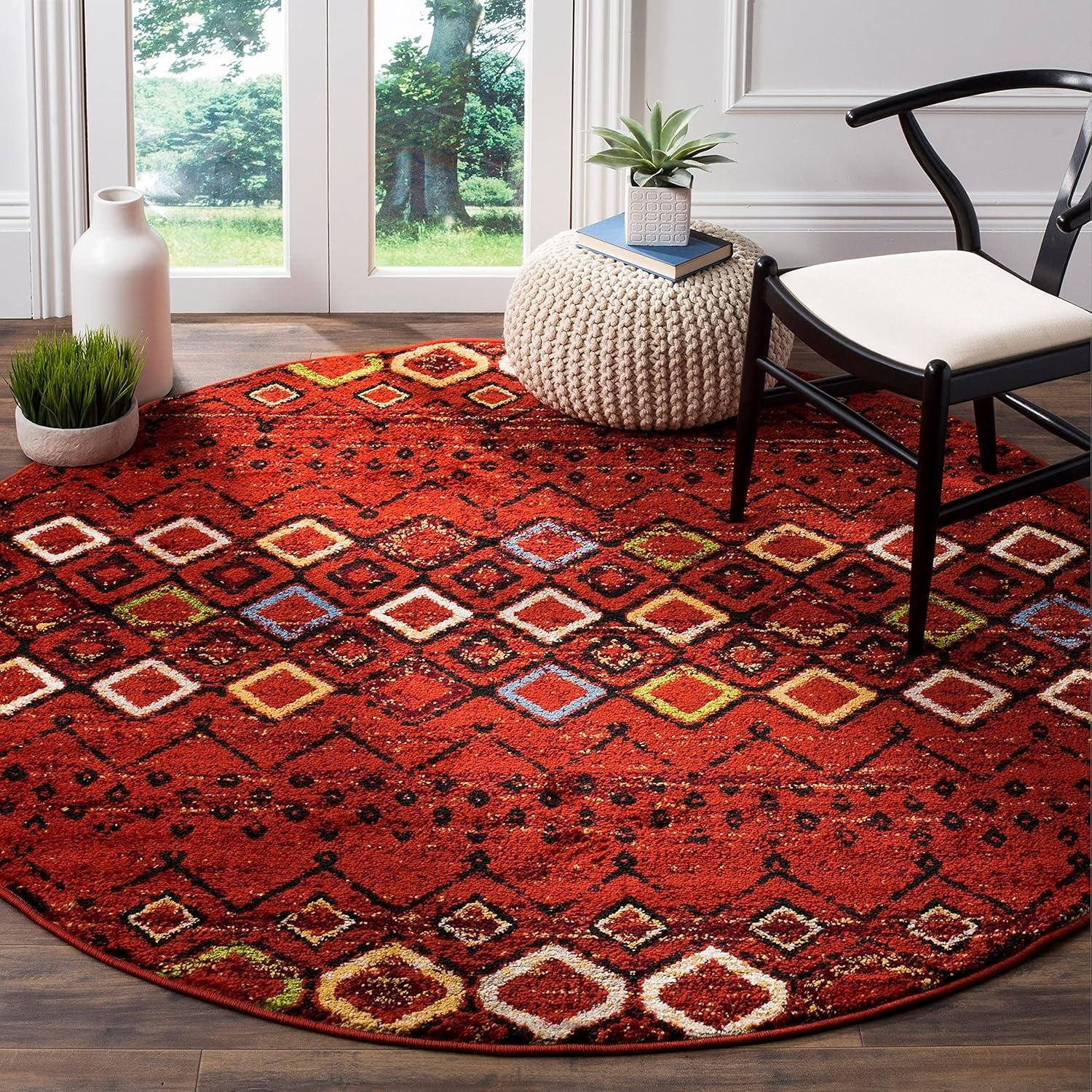 Safavieh Amsterdam Gladwin Geometric Area Rug, Terracotta/Multi, 5'1" x 5'1" Round