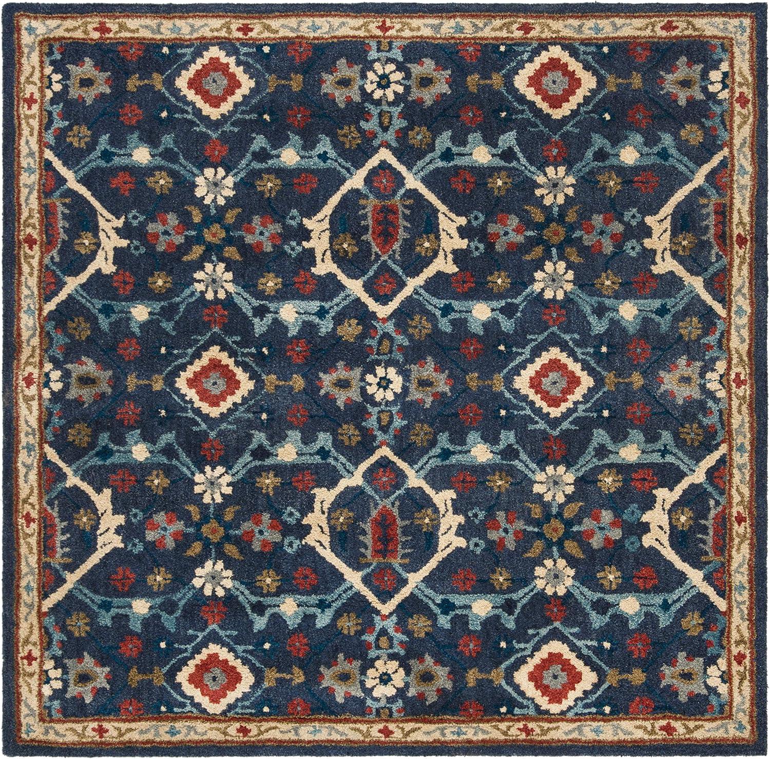 Heritage HG416 Hand Tufted Area Rug - Navy/Multi - 6'x6' - Safavieh.