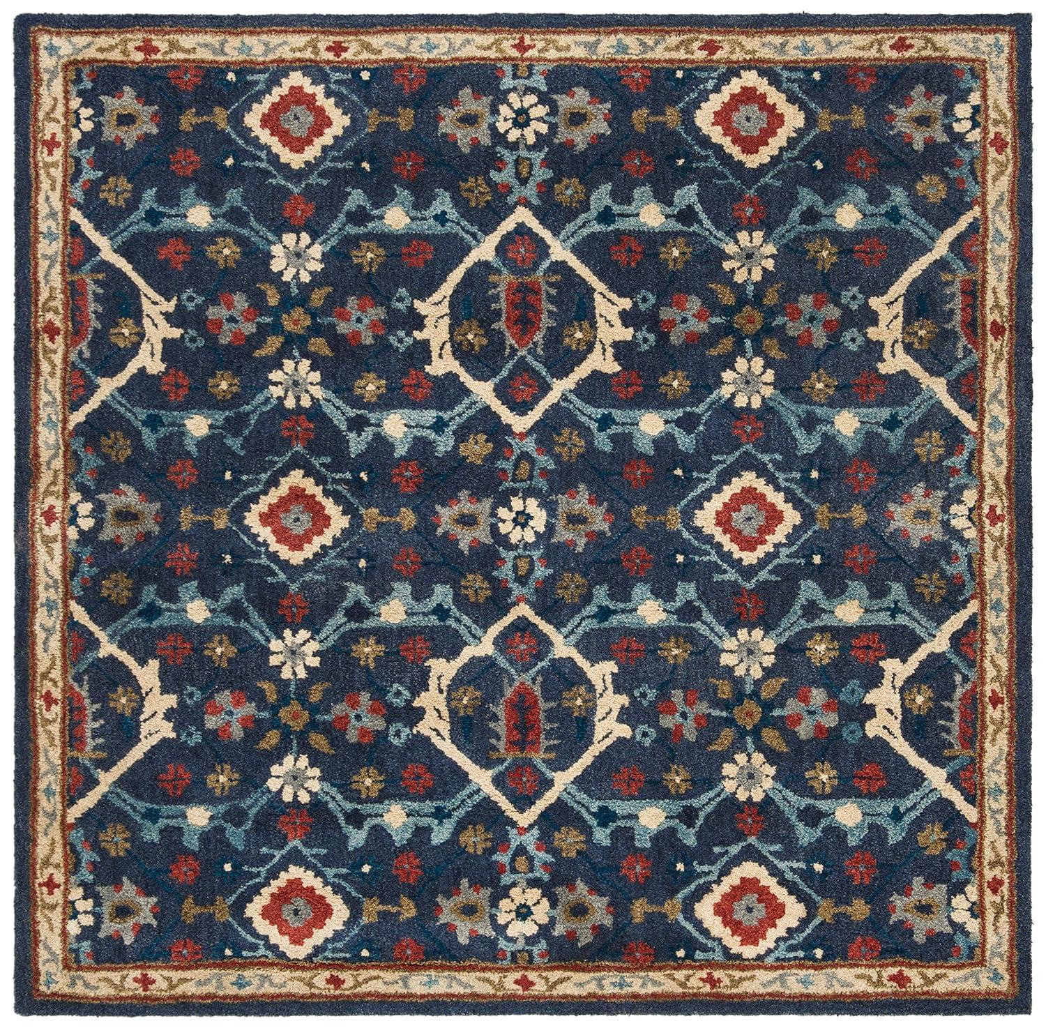 Heritage HG416 Hand Tufted Area Rug - Navy/Multi - 6'x6' - Safavieh.