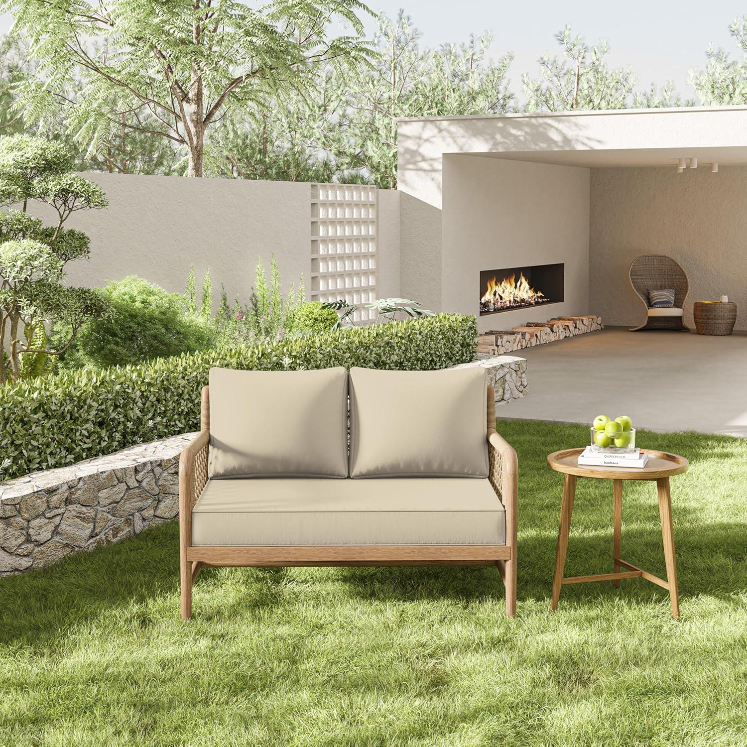 Outdoor Loveseat Cushion Set 46 X 26 Inch Water Repellent & Fadeness Patio Furniture Cushions,Removable Outdoor Couch Cushions with Hidden Zipper & Adjustment Staps for Couch, Bench, and Swing