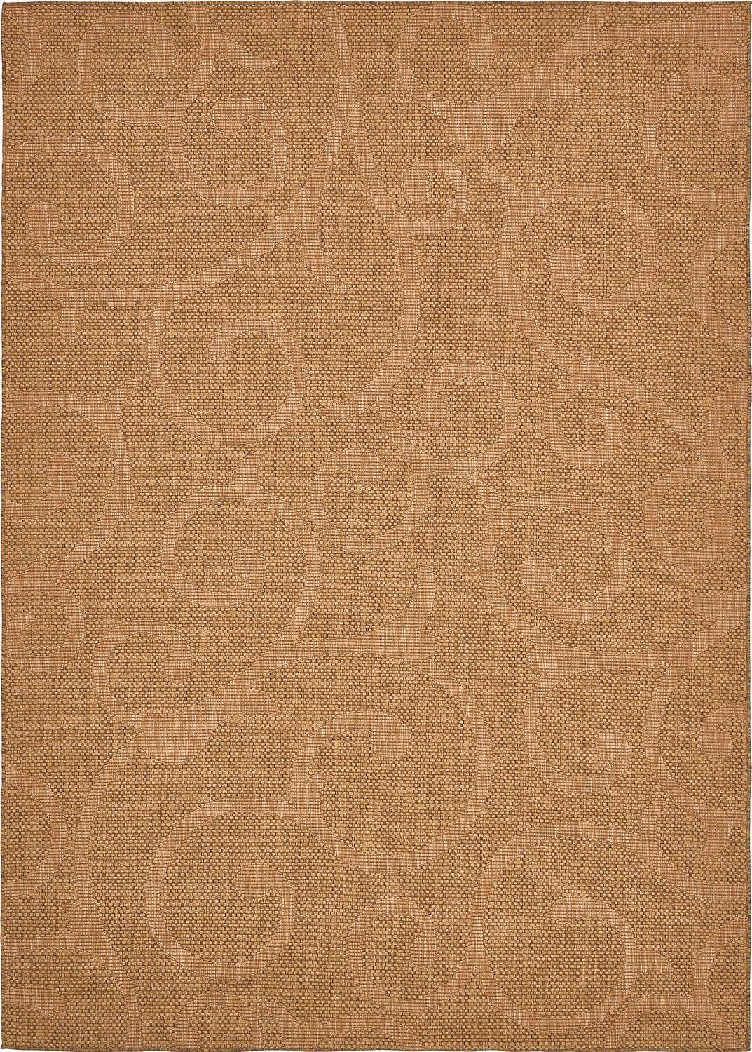 Easy-Care Synthetic Rectangular Outdoor Rug in Stain-Resistant Brown