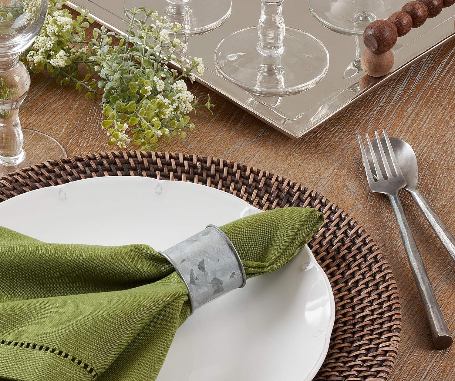 Saro Lifestyle Silver Galvanized Design Industrial Style Metal Napkin Ring Set of 4
