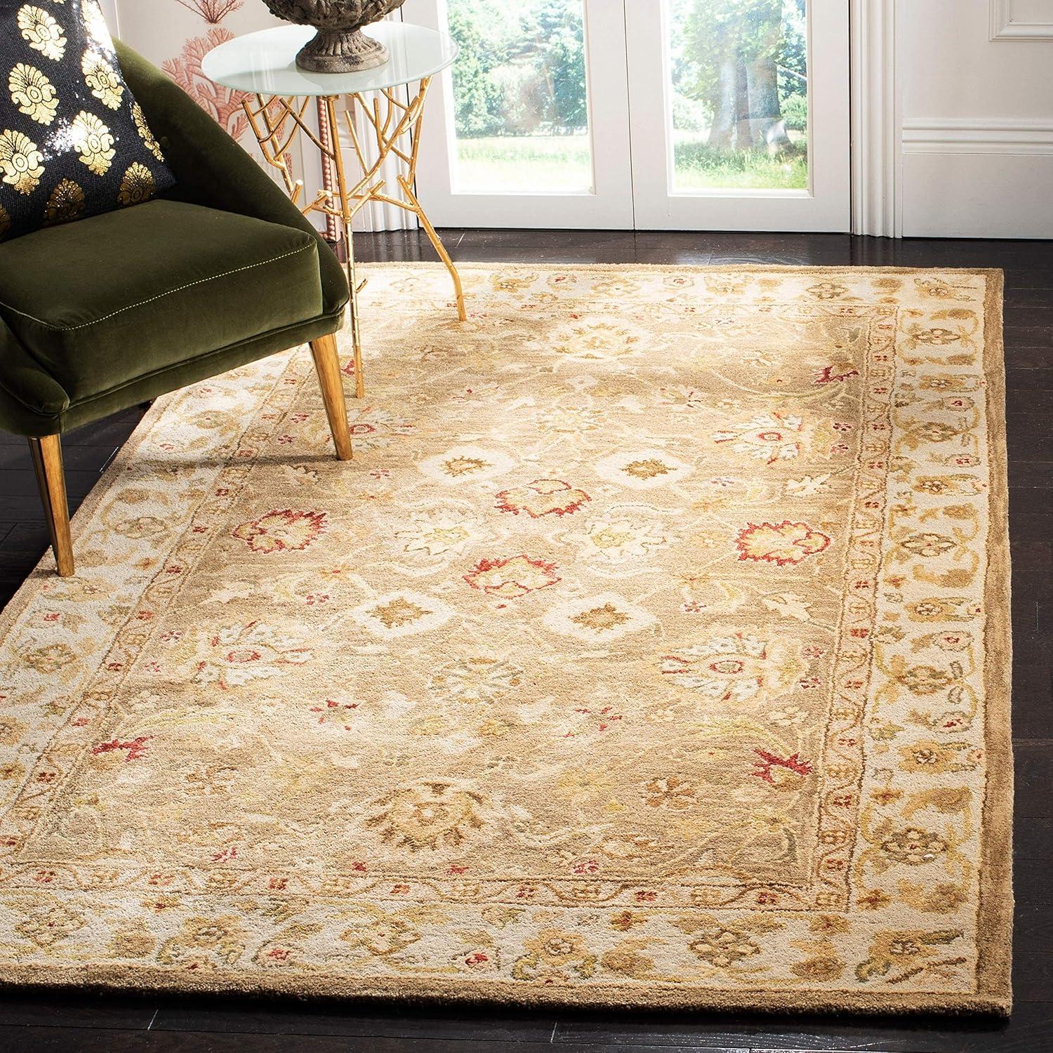 Antiquity AT822 Hand Tufted Area Rug - Grey Blue/Beige - 4'6"x6'6" Oval - Safavieh.