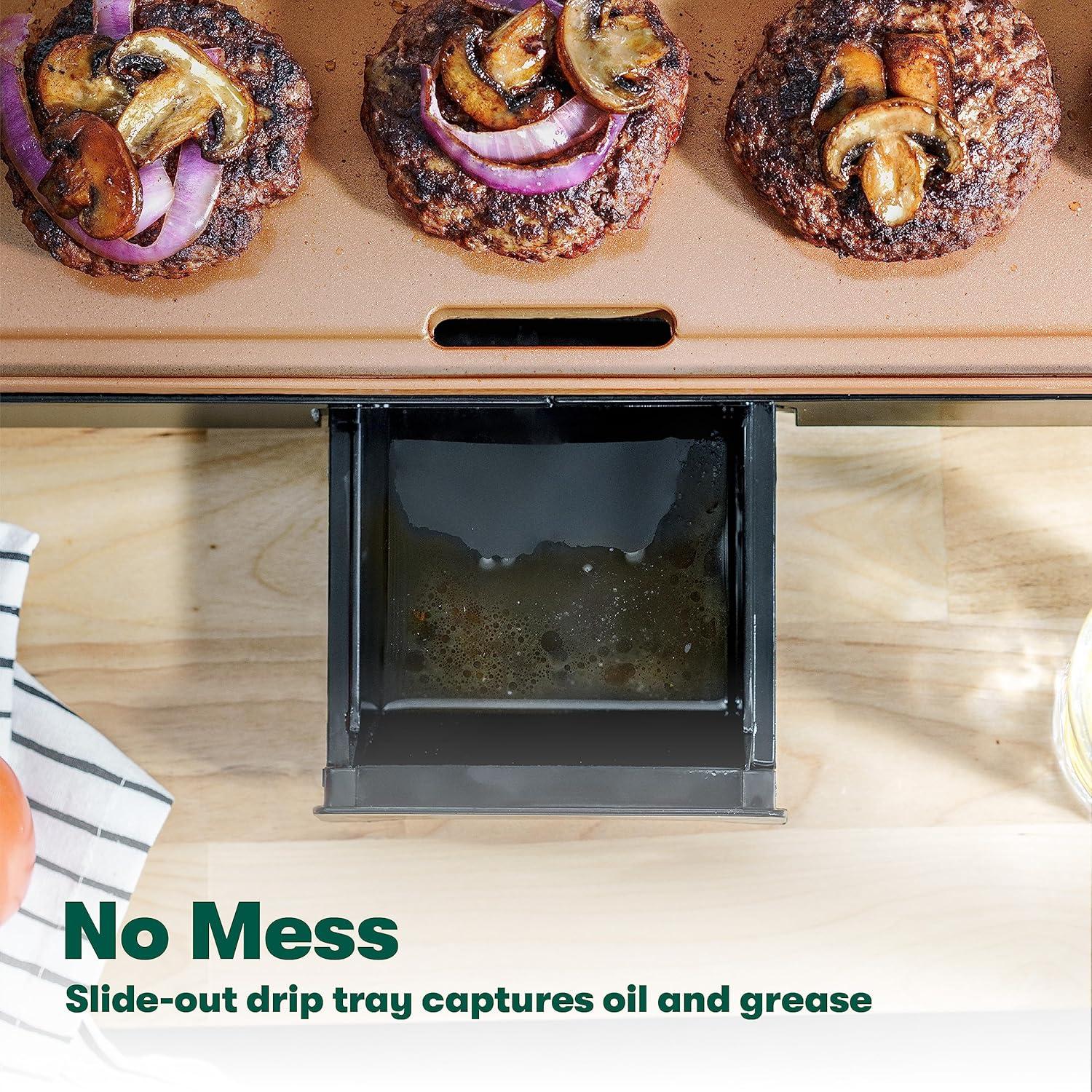 Electric Ceramic Titanium Griddle, Make 15 Eggs At Once, Healthy-Eco Non-Stick Coating, Hassle-Free Clean Up, Large Submersible Cooking Surface