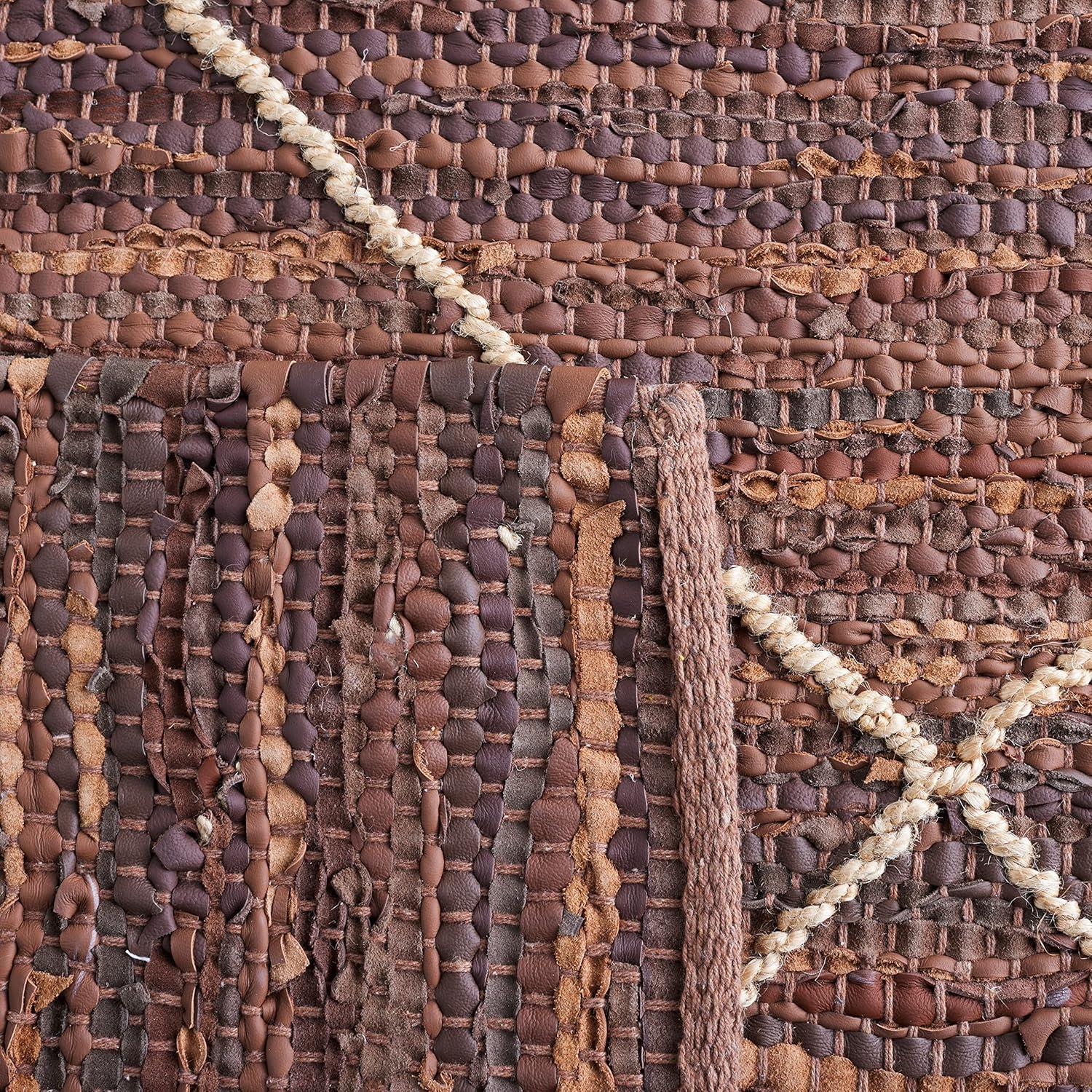 Vintage Leather VTL801 Hand Woven Area Rug - Black/Natural - 6'x6' - Safavieh.