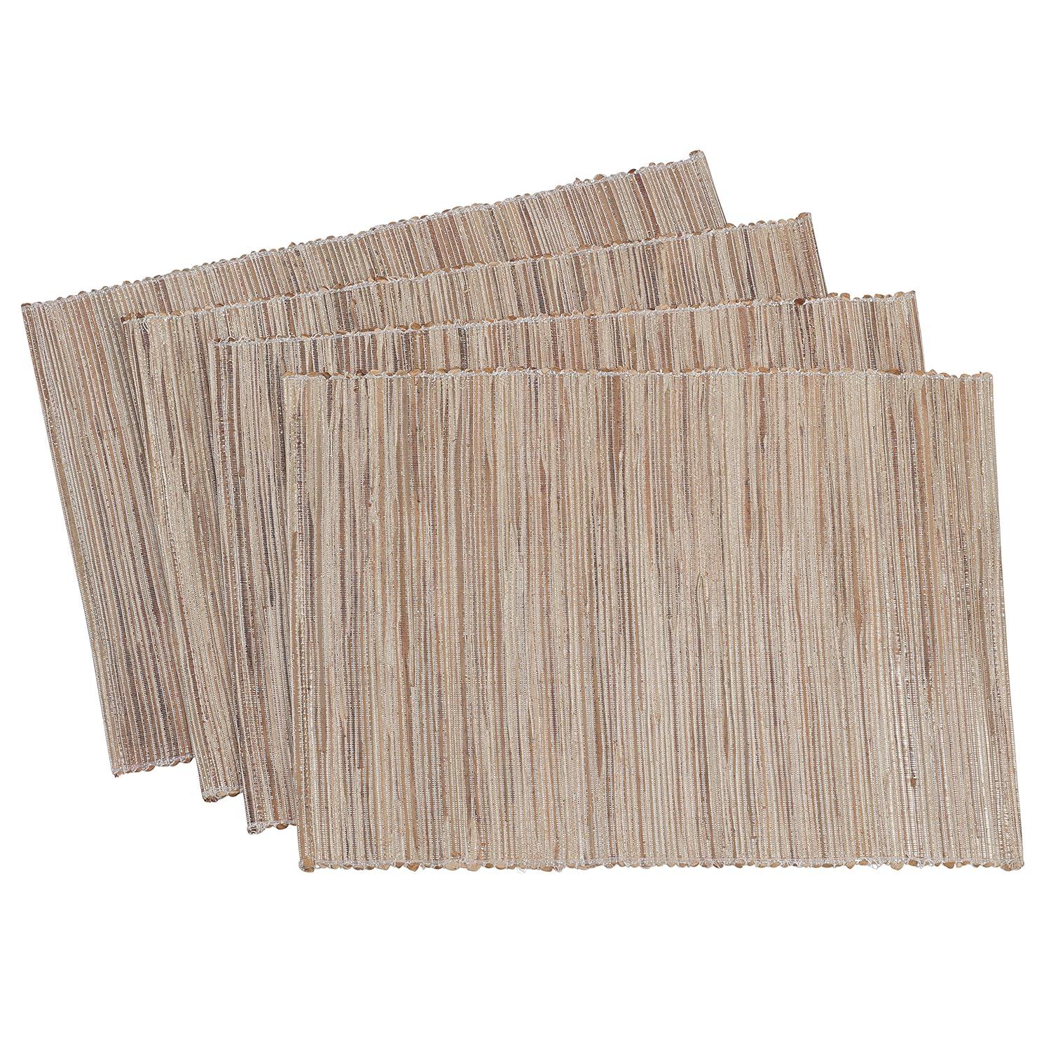 Saro Lifestyle Water Hyacinth Woven Placemats With Shimmering Accents, Beige, (Set of 4 pcs)