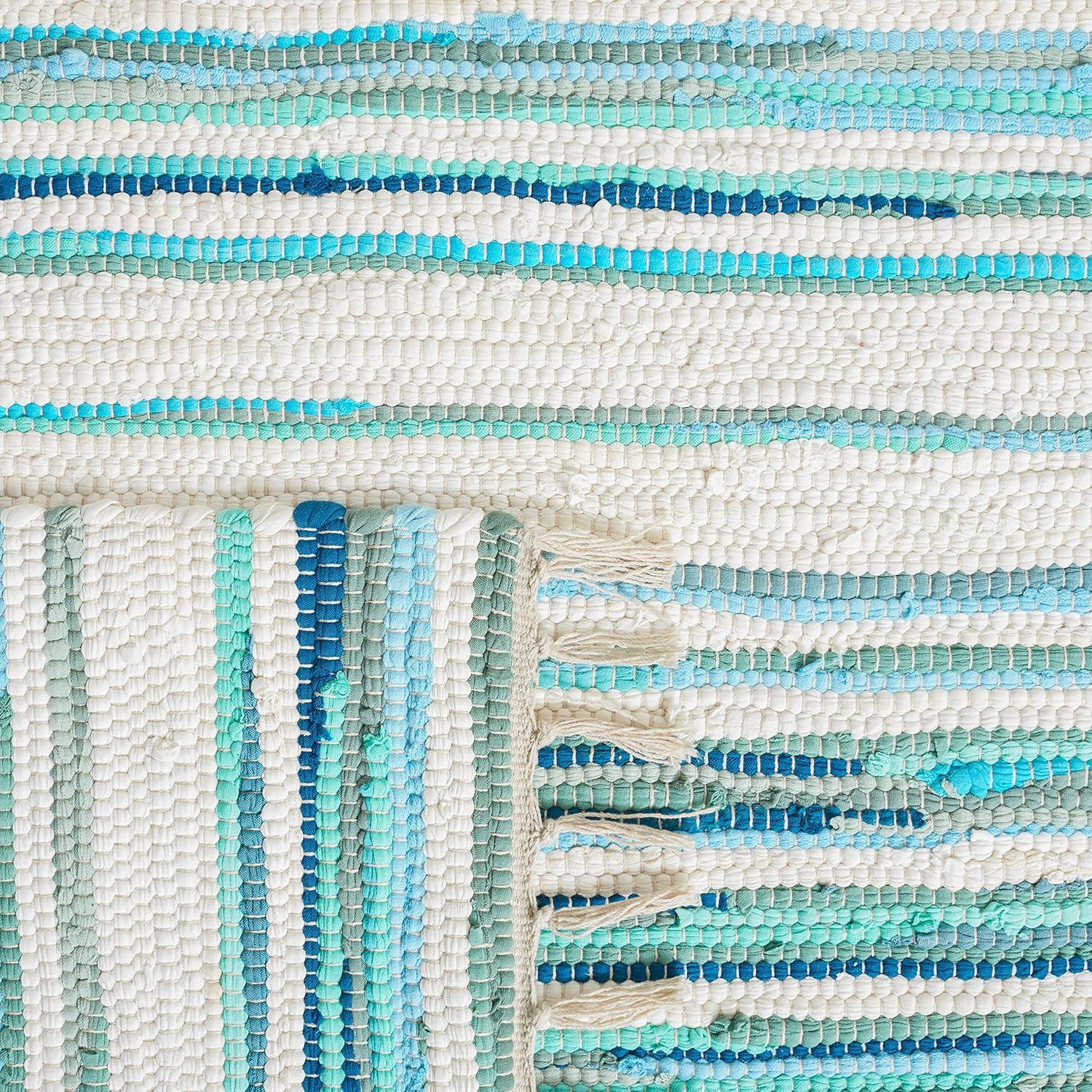 Rag Rug RAR126 Hand Woven Indoor Accent Rug - 2'3"x5' - Ivory/Green - Safavieh