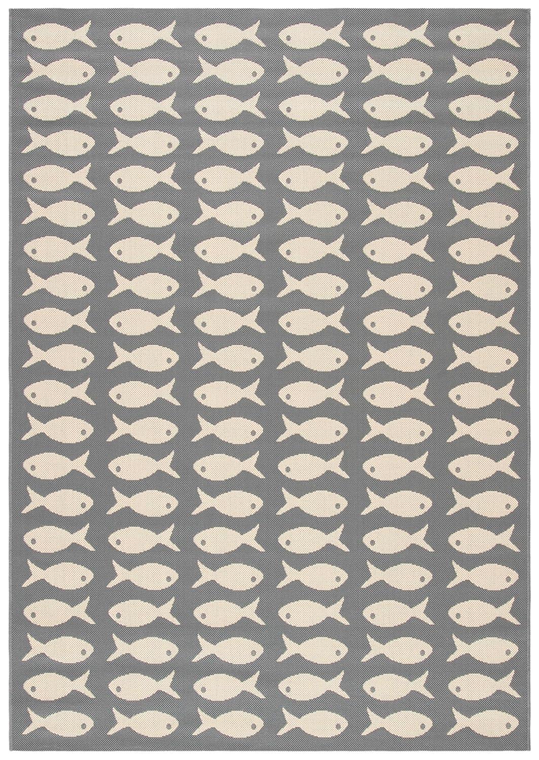 Courtyard CY6013 Power Loomed Indoor and Outdoor Area Rug - Grey/Beige - 6'7"x9'6" - Safavieh
