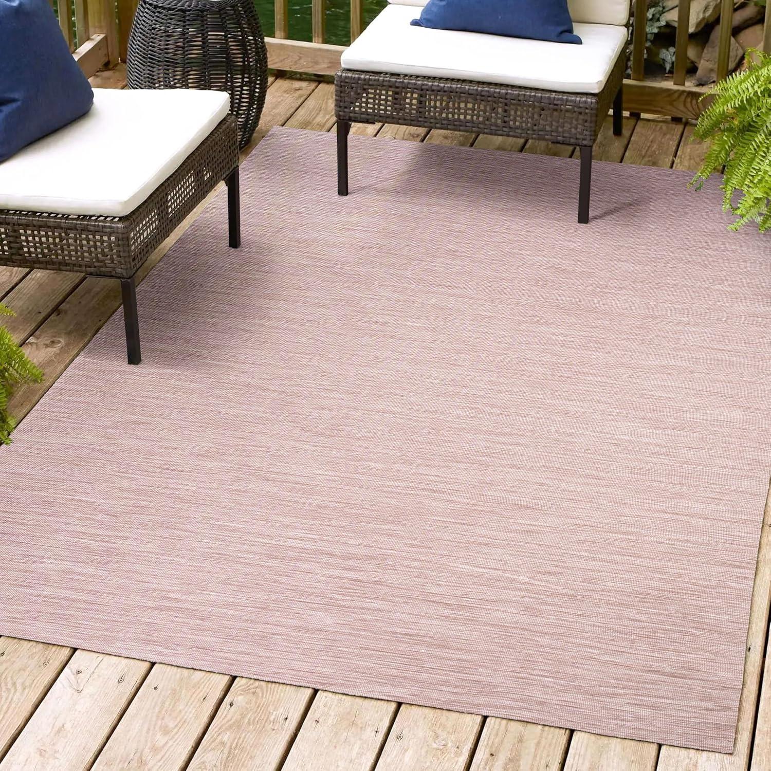 3'x5' Ethan Modern Flatweave Solid  Area Rug, Pink - JONATHAN Y