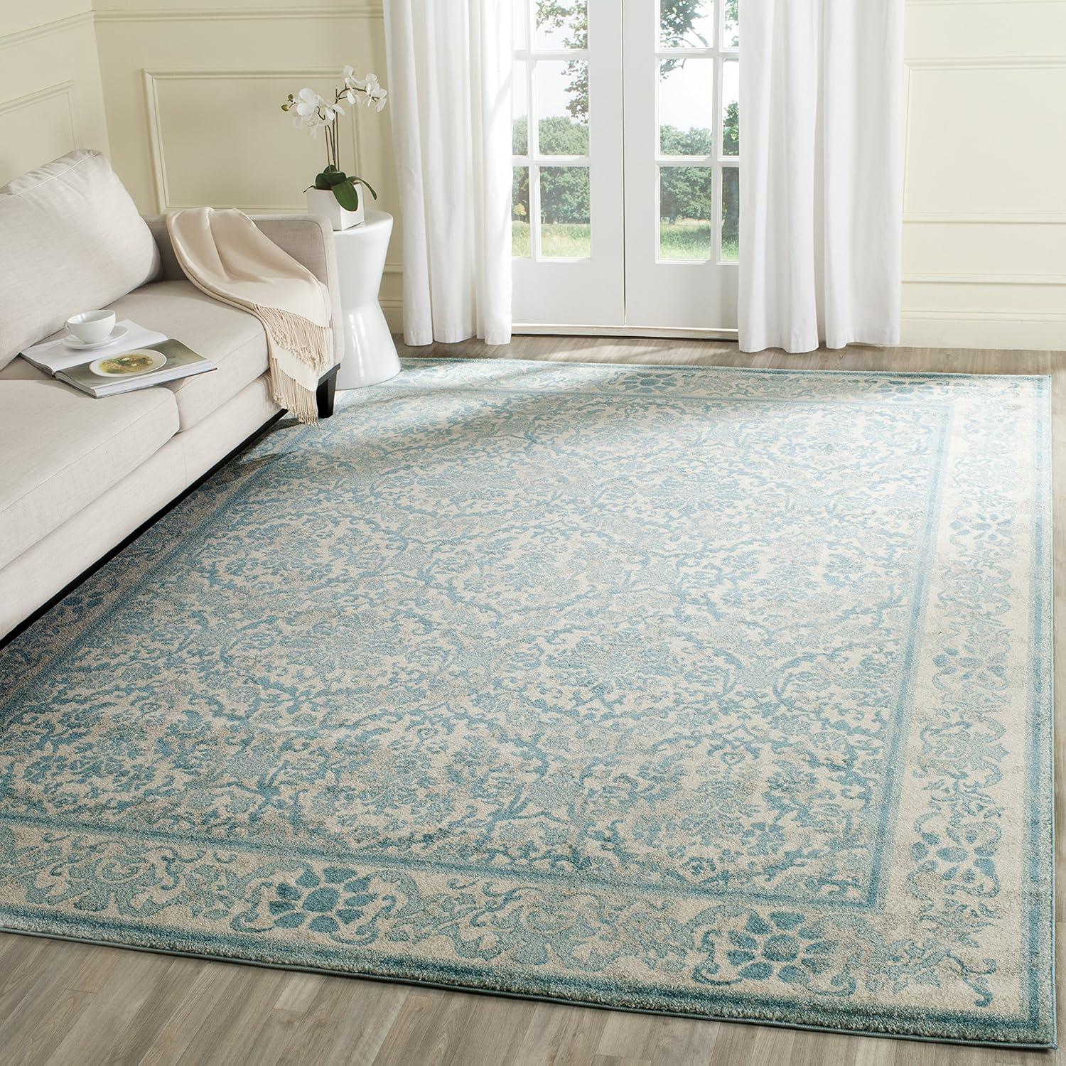 Evoke EVK242 Power Loomed Indoor Area Rug - Ivory/Light Blue - 5'3"x7'6" - Safavieh