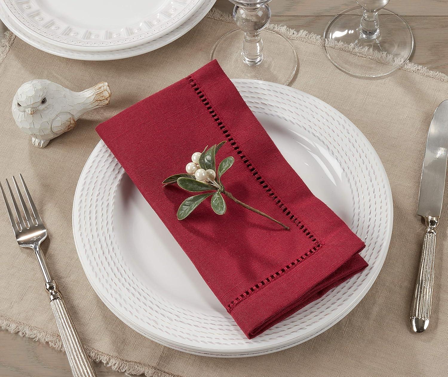 Saro Lifestyle Saro Lifestyle Hemstitched Design Dinner Napkins (Set of 12)