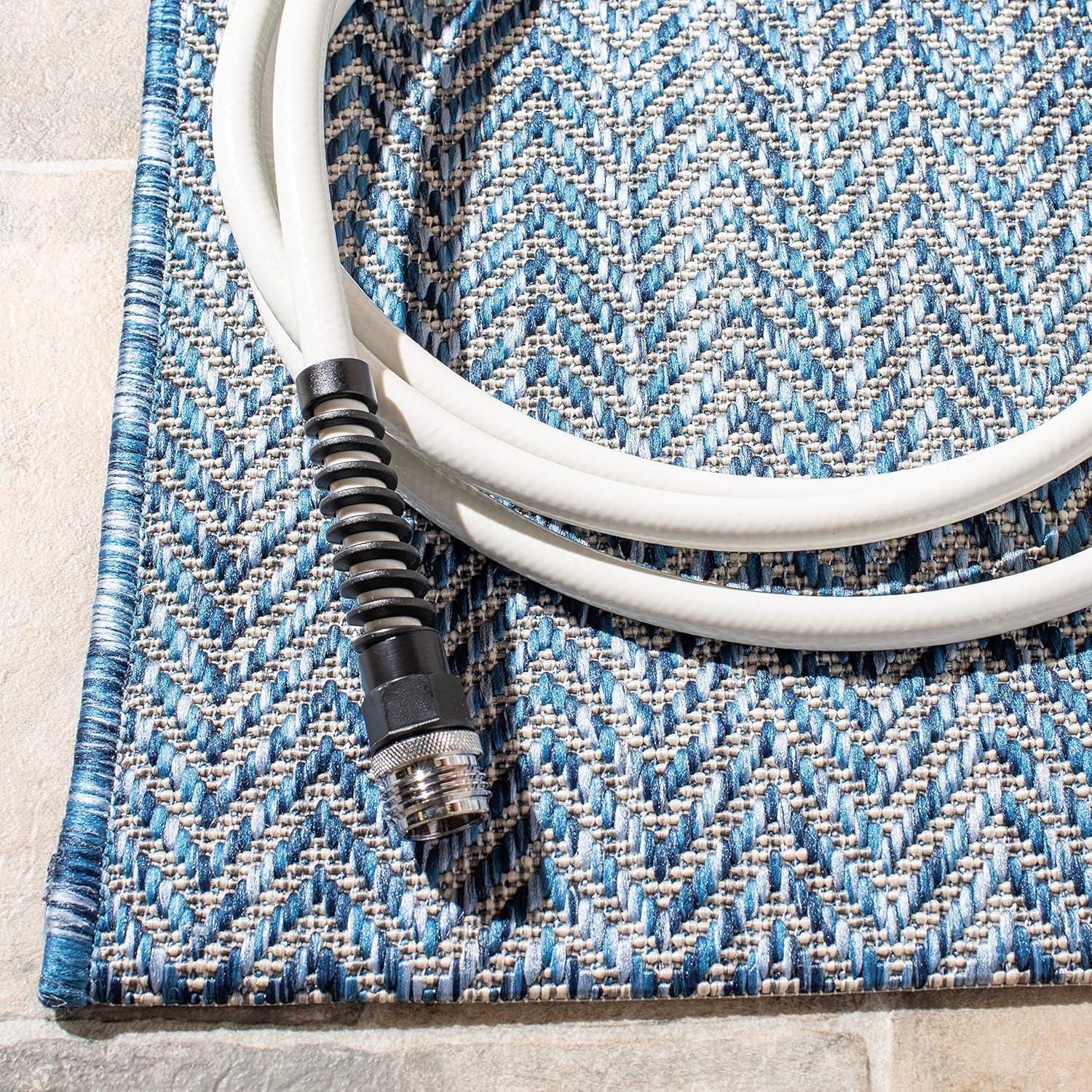 Courtyard CY8022 Power Loomed Indoor and Outdoor Area Rug - Navy/Grey - 5'3"x7'7" - Safavieh