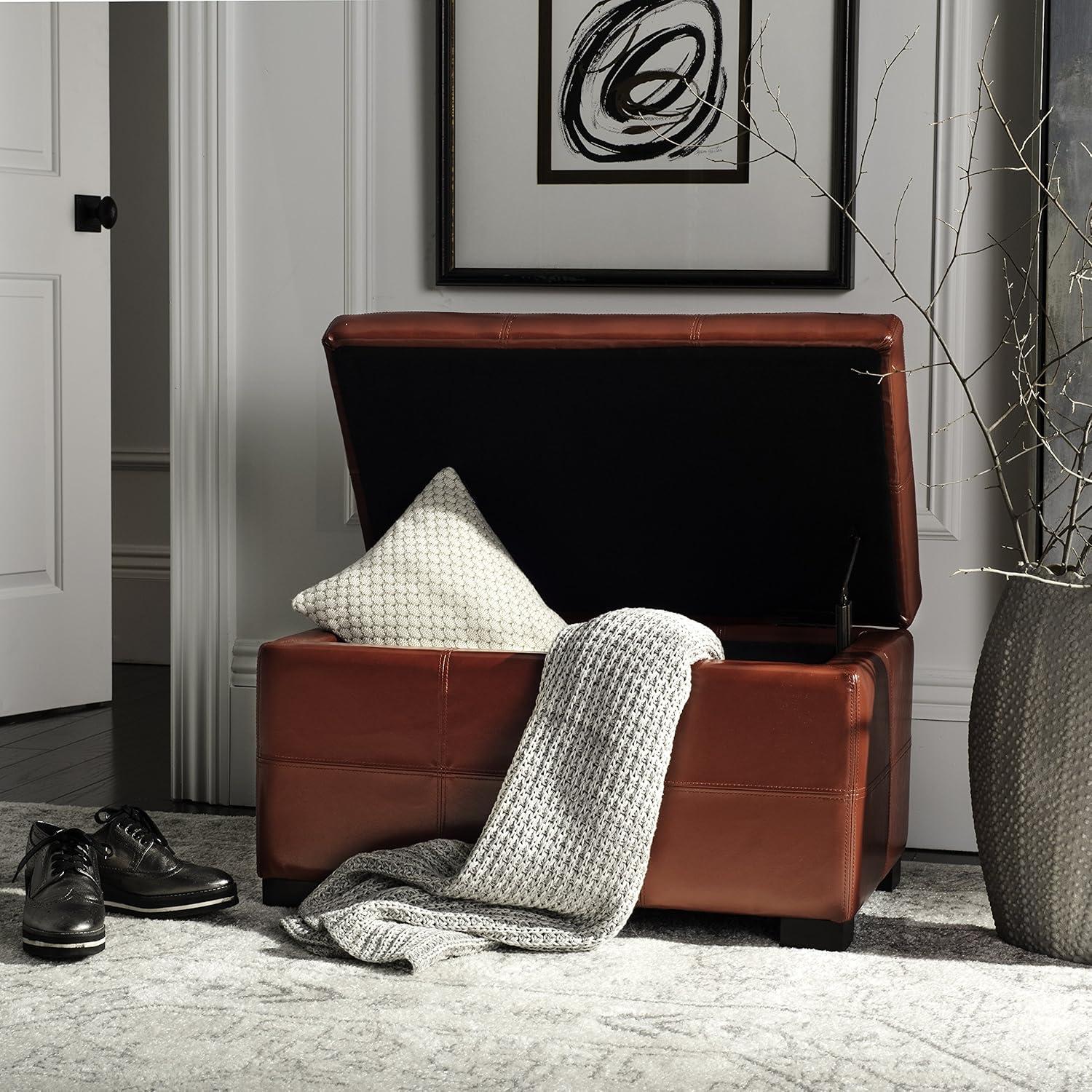 Kamyra Faux Leather Storage Ottoman