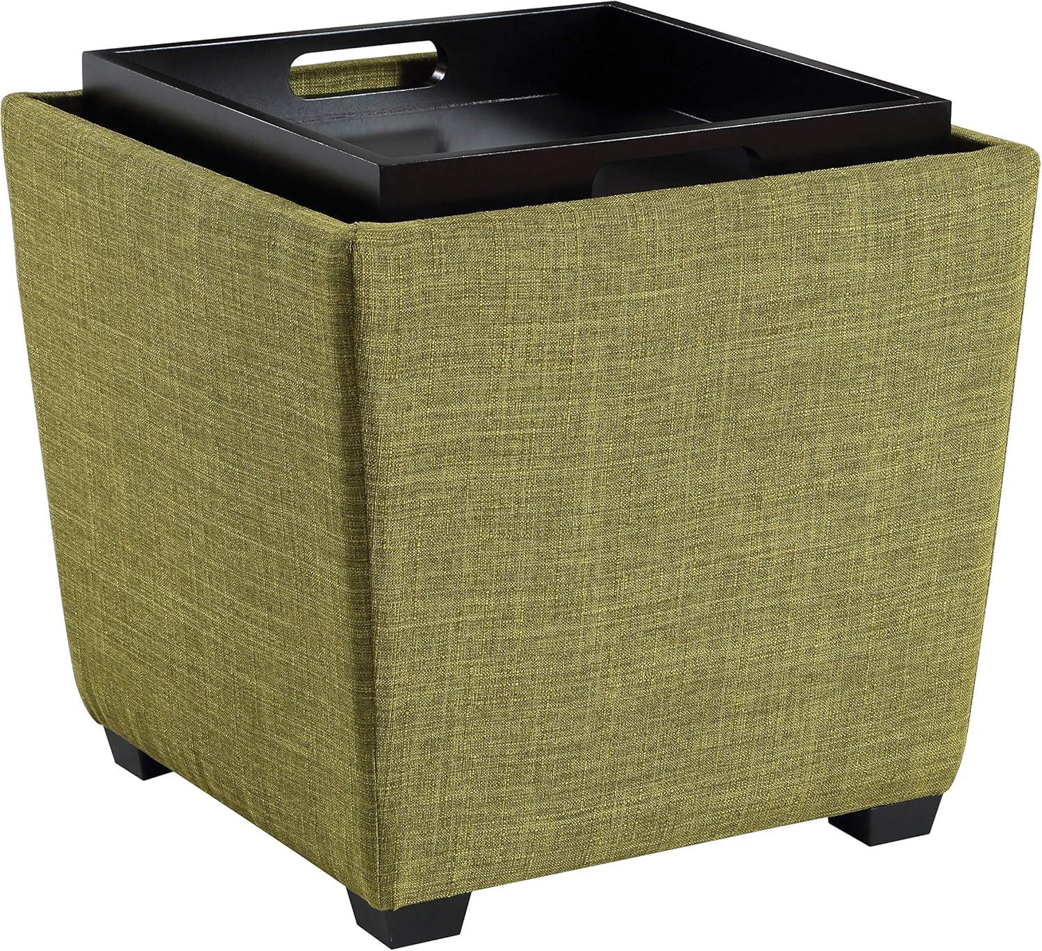 Rockford Storage Ottoman in Green Fabric