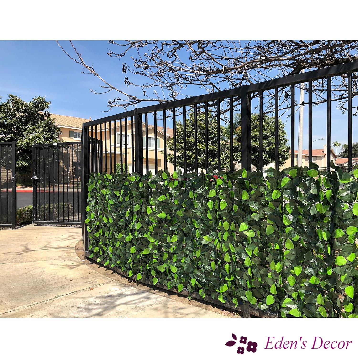 Eden's Decor Artificial Ivy Privacy Fence Screen 120"X40", Artificial Hedges Fence and Faux Ivy Vine Forest-Color/Mint Green Leaves Decoration for Outdoor Decor, Garden, Yard, Porch, Patio