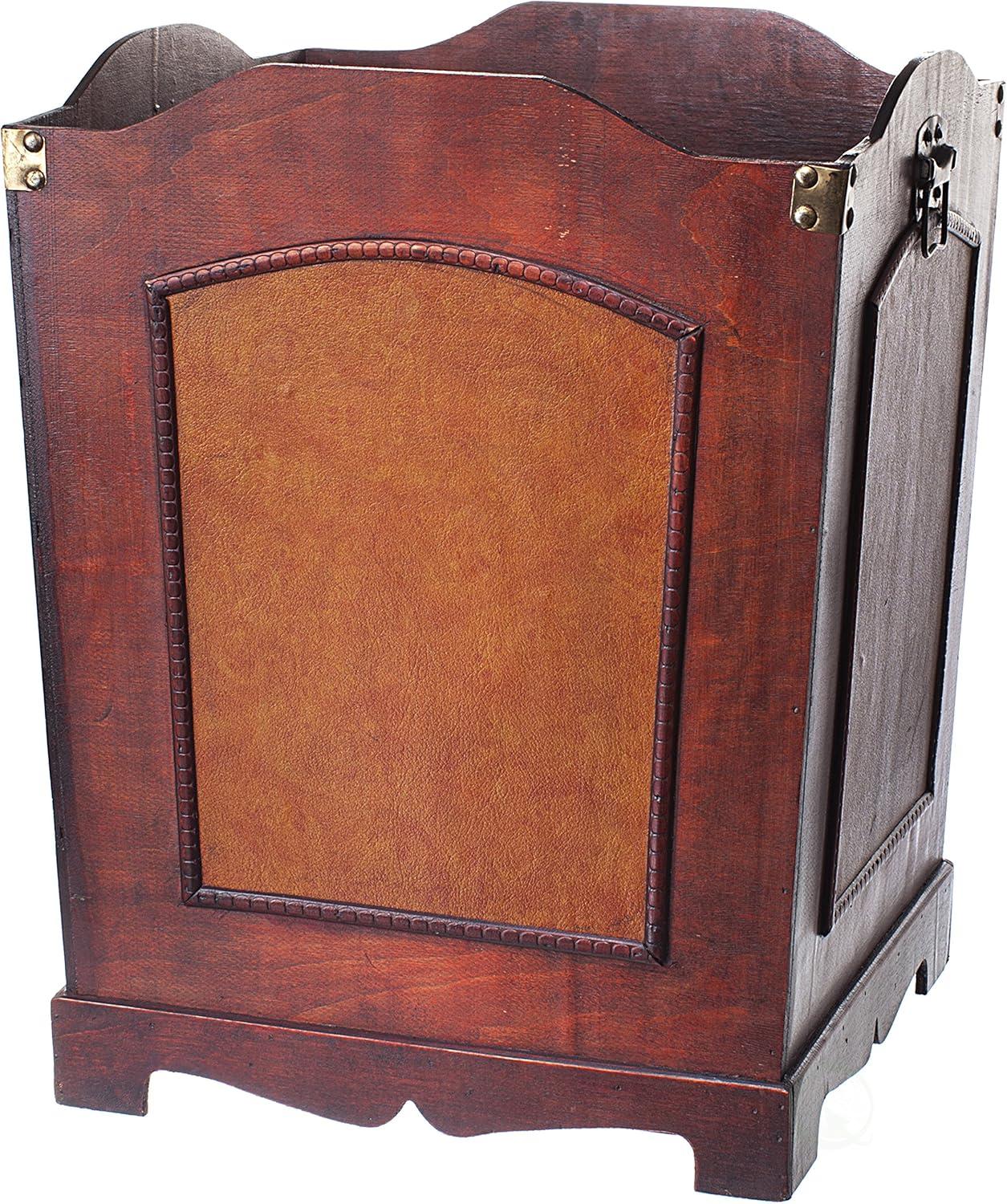 Vintiquewise Antique Wooden Waste Can - Bin with Handle