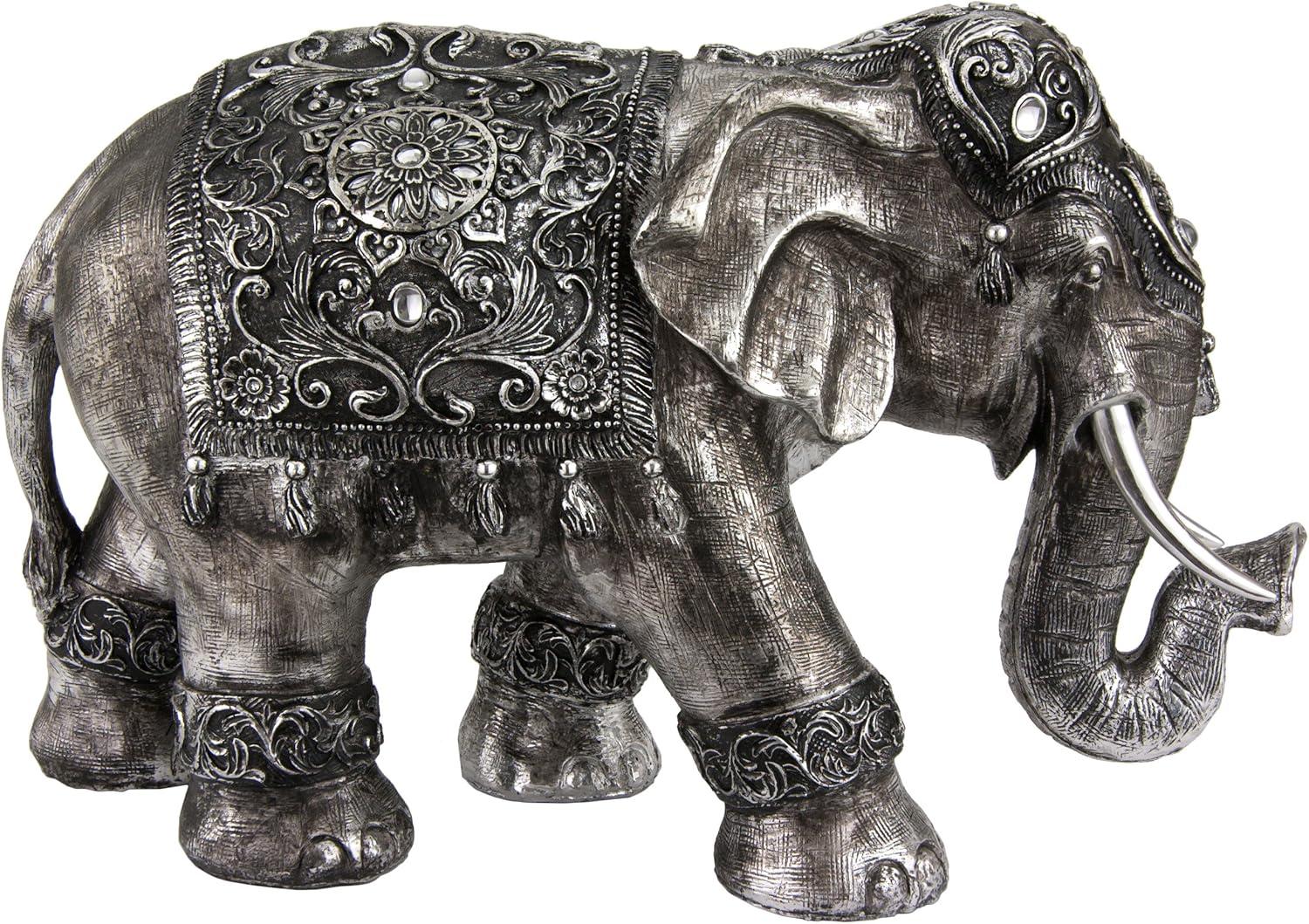 Oriental Furniture 20" Auspicious Elephant Statue, Figurine, Statue, animal, Indian, Asian, Decorative item