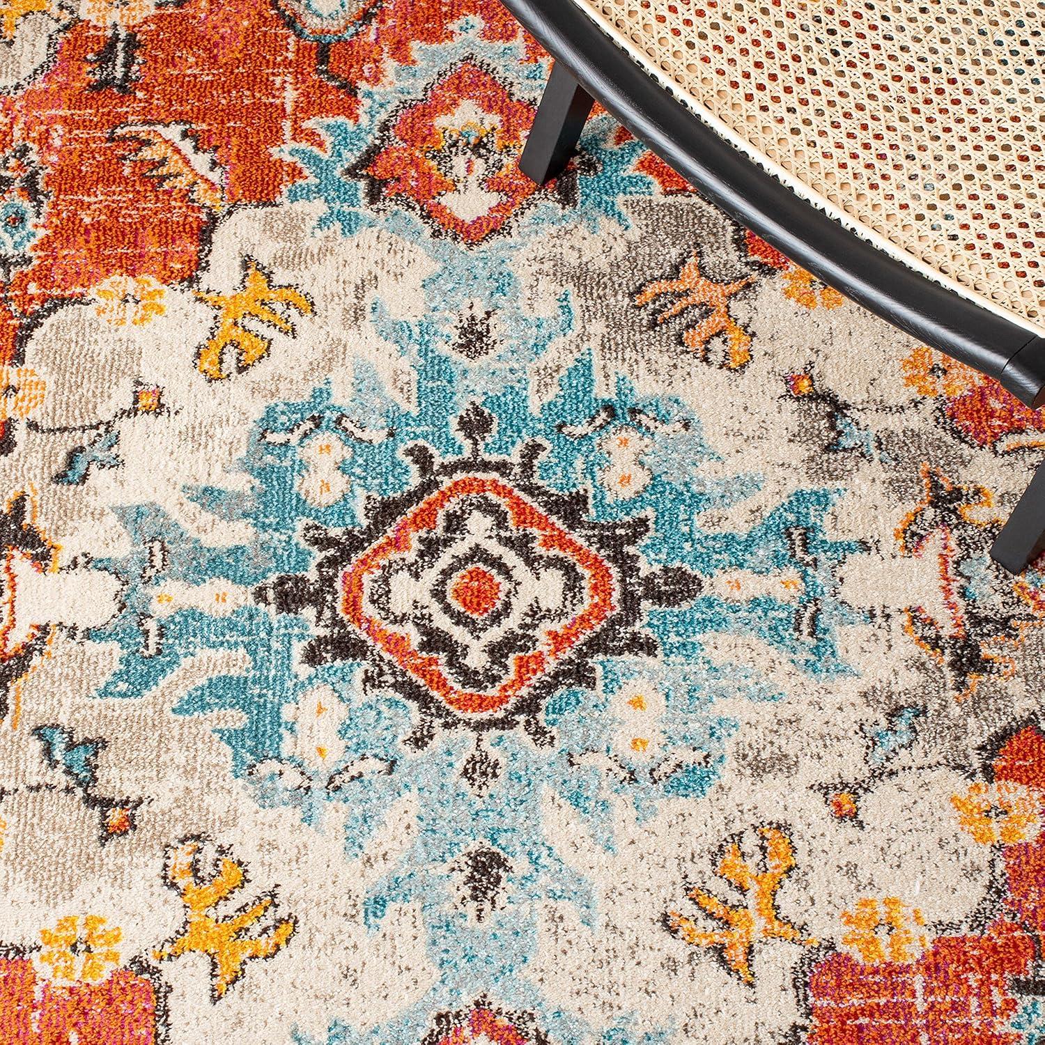 Monaco MNC243 Power Loomed Indoor Accent Rug - Orange/Light Blue - 3'x5' - Safavieh