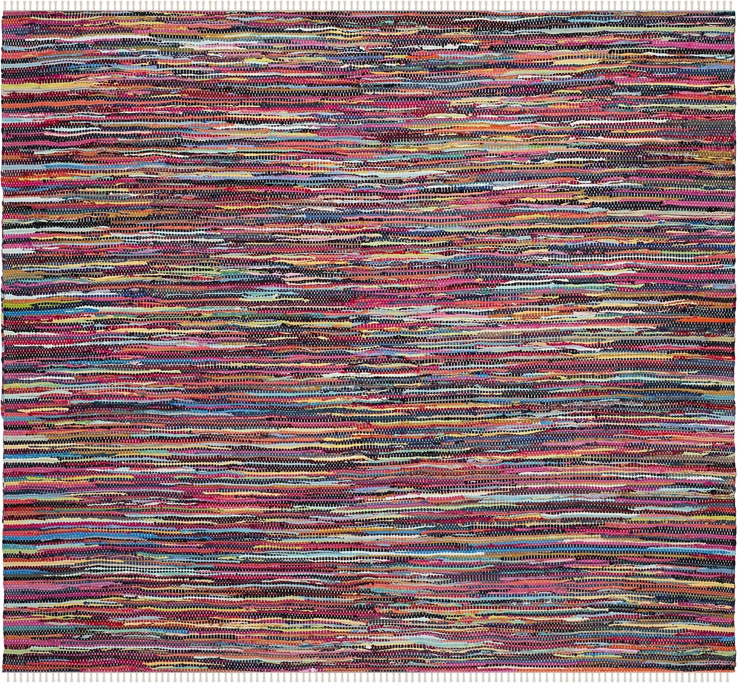 Rag Area Rug RAR128 Hand Woven Area Rug - Multi - 4'x4' - Safavieh.