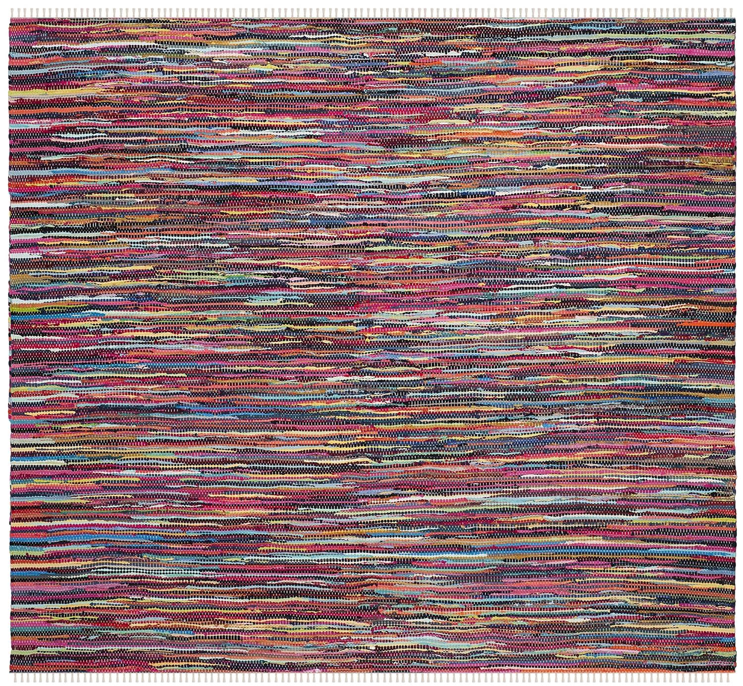 Rag Area Rug RAR128 Hand Woven Area Rug - Multi - 4'x4' - Safavieh.
