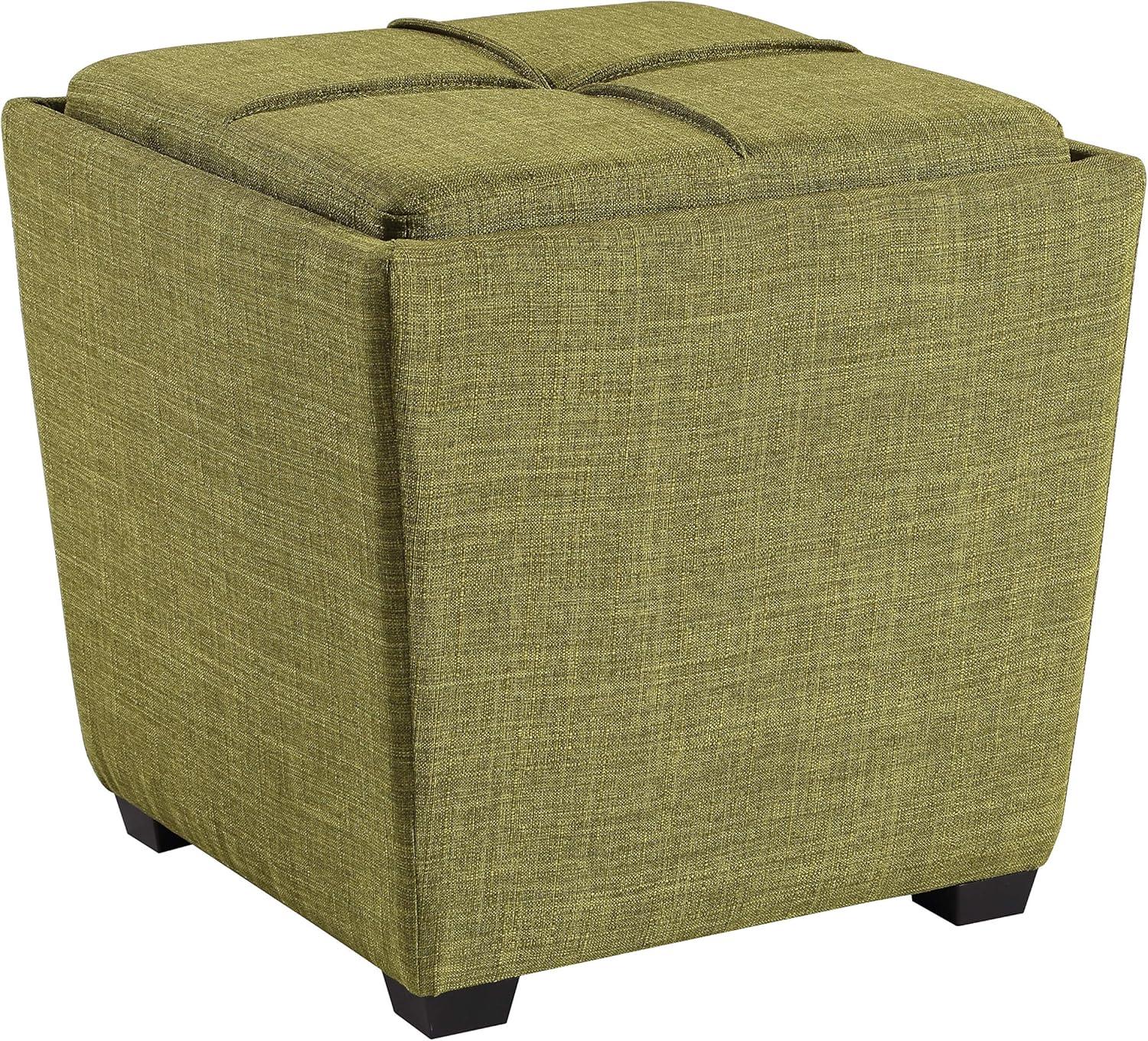 Rockford Storage Ottoman in Green Fabric