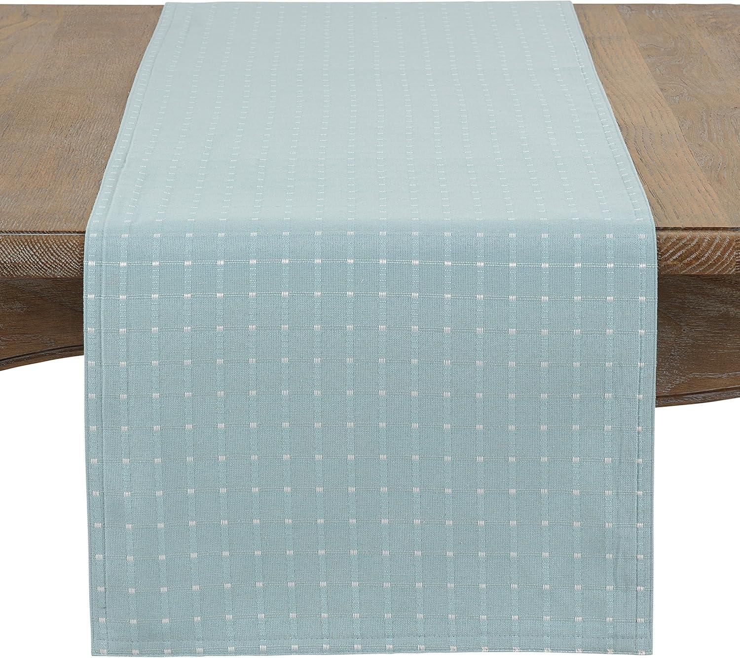 Aqua Cotton Blend Stitched Table Runner, 16" x 72"