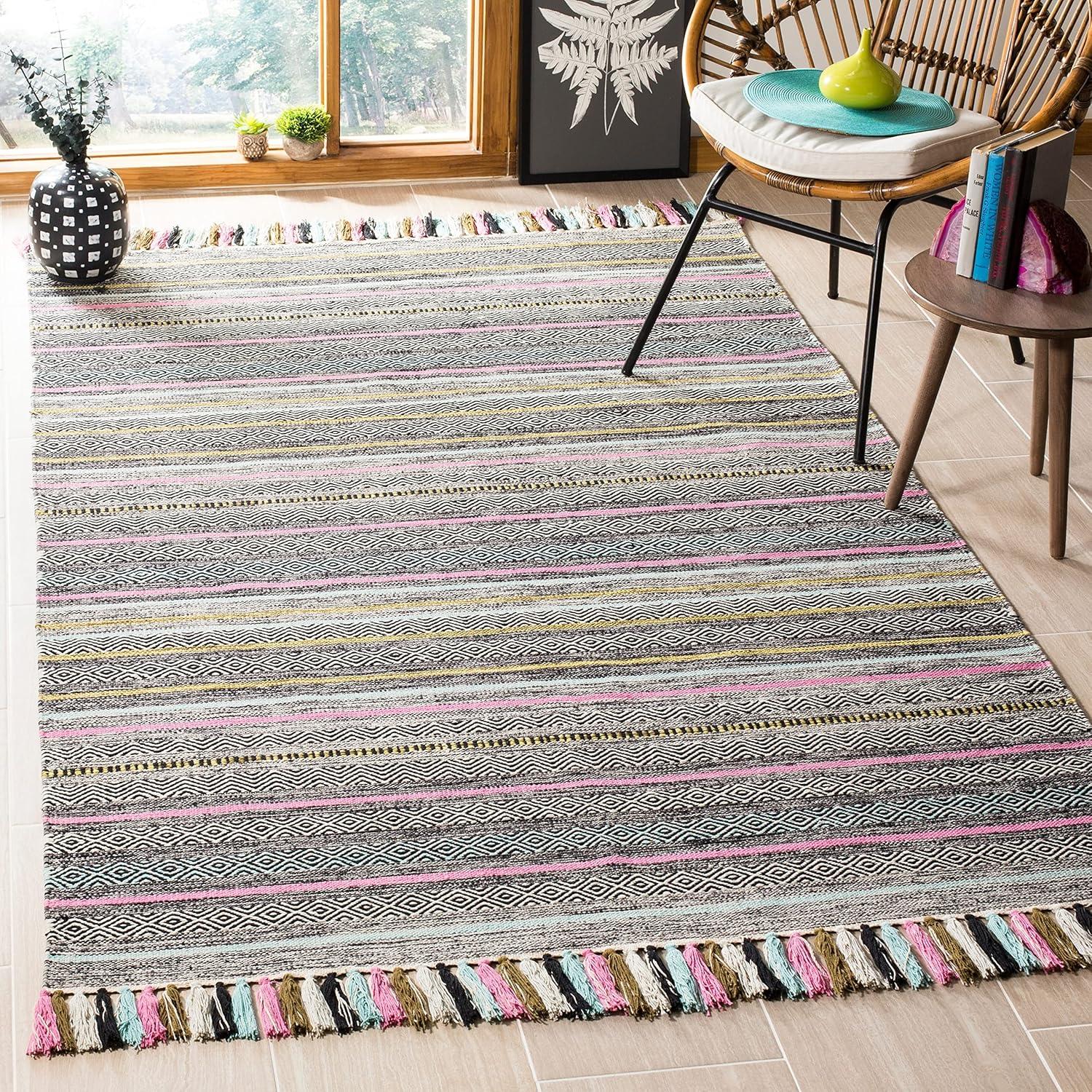 Coastal Breeze Multicolor Stripe Handwoven Cotton Runner Rug