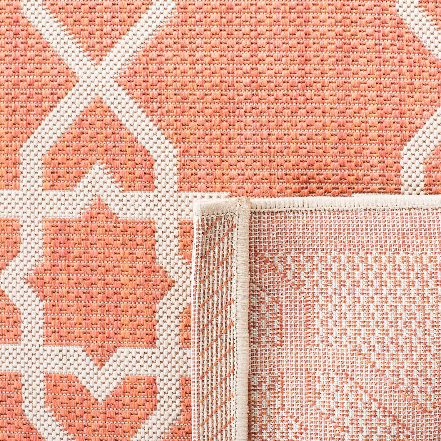SAFAVIEH Courtyard Carol Geometric Indoor/Outdoor Area Rug, 2' x 3'7", Terracotta/Beige