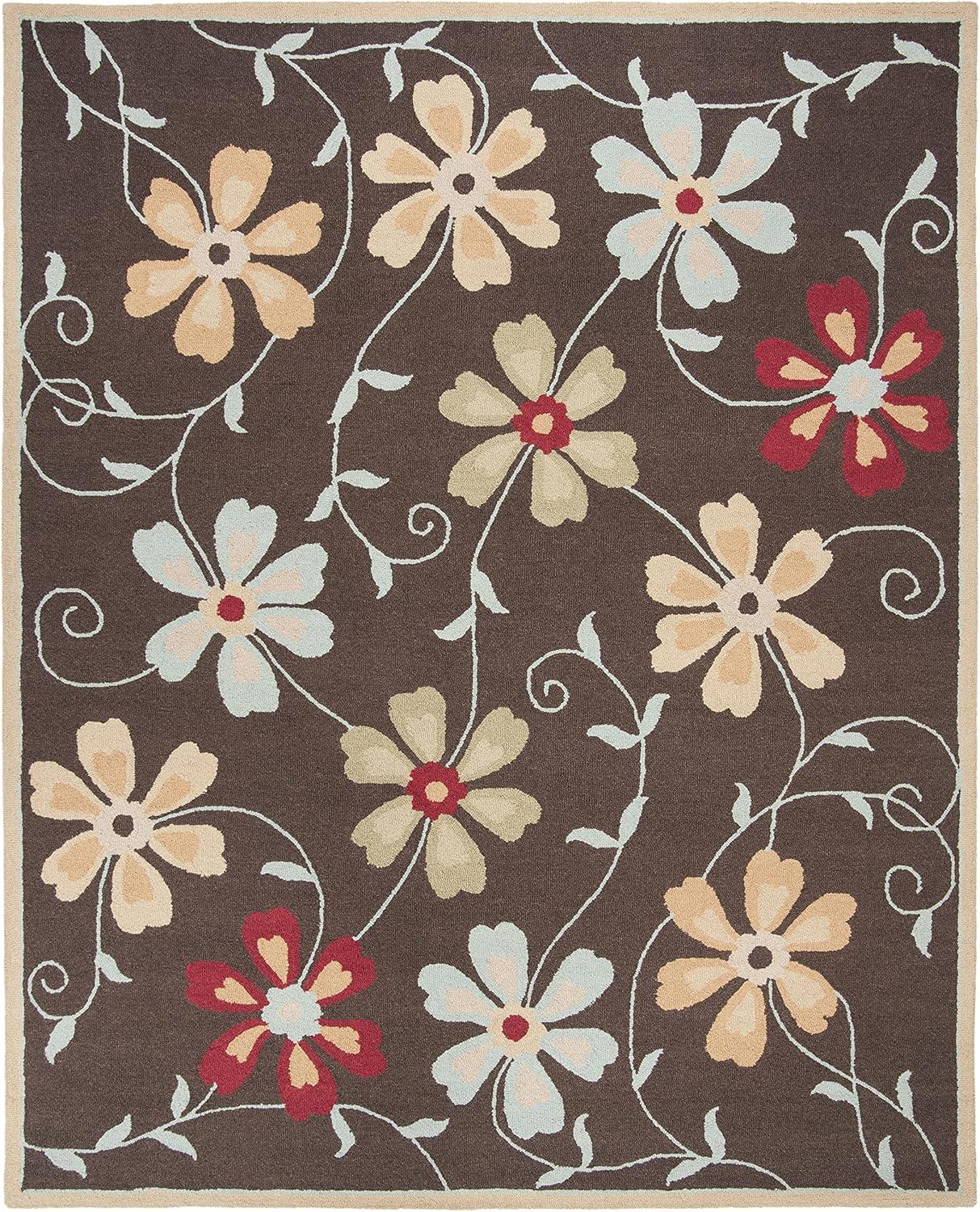 Blossom BLM784 Hand Hooked Area Rug - Brown/Multi - 8'x10' - Safavieh.