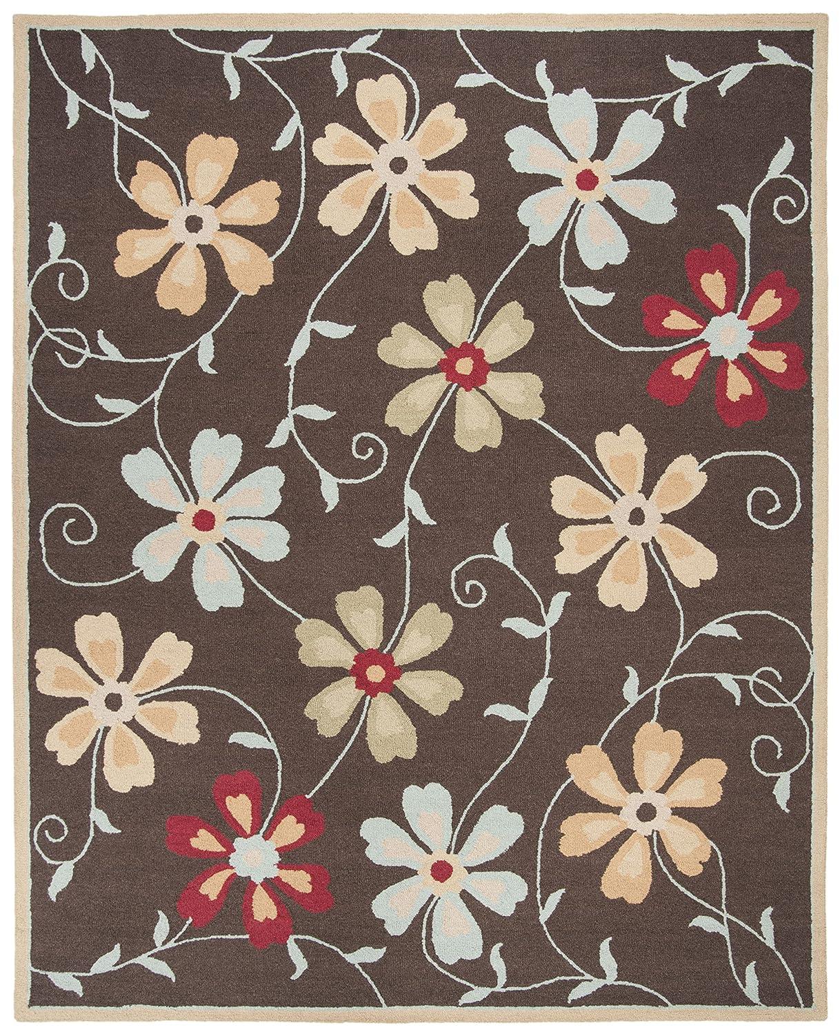Blossom BLM784 Hand Hooked Area Rug - Brown/Multi - 8'x10' - Safavieh.