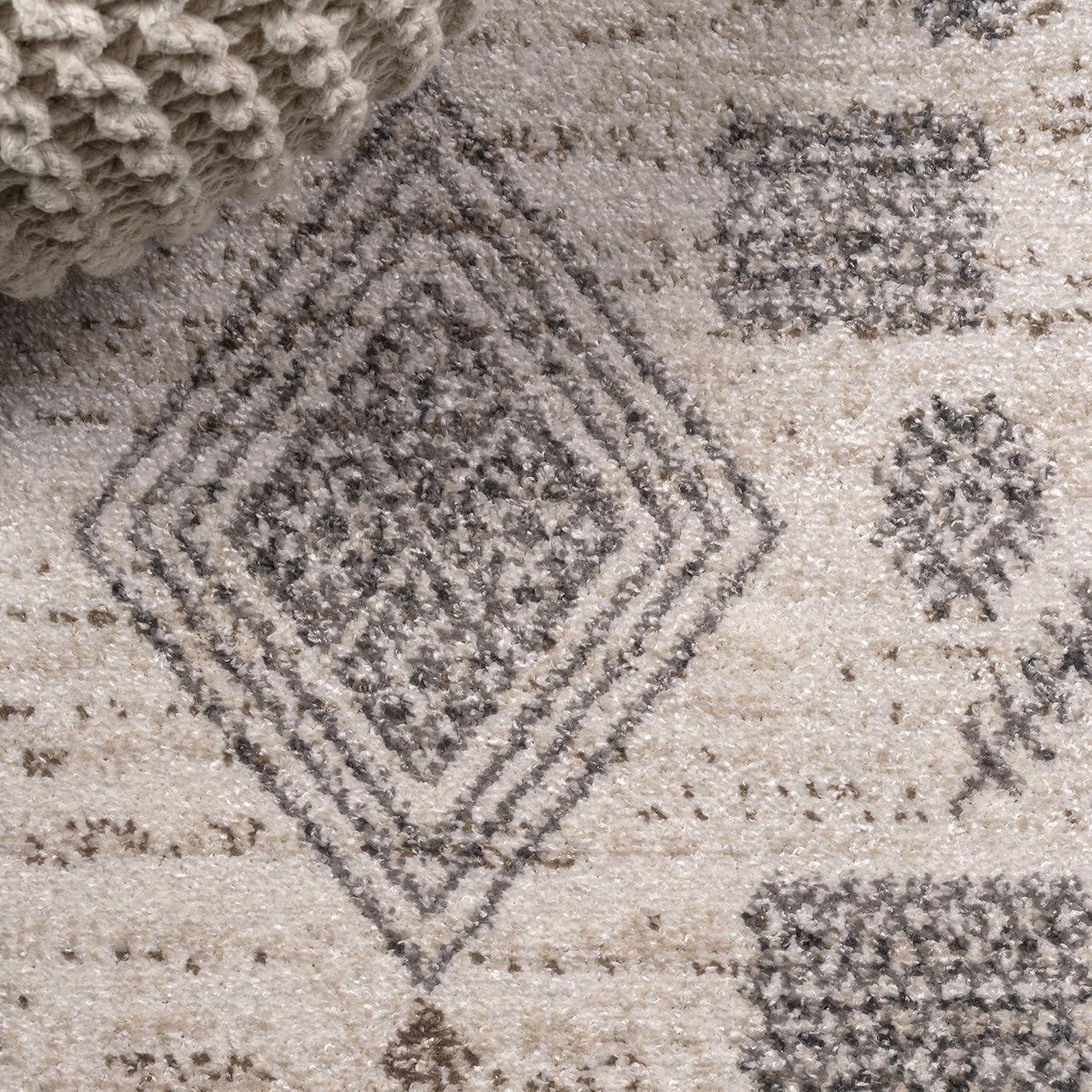 8'x10' Bhalil Berber Diamond Geometric Area Rug, Beige/Gray - JONATHAN Y