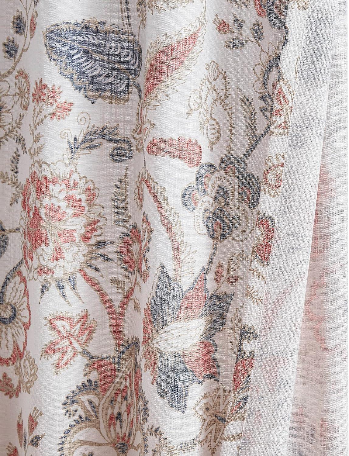 Red Barrel Studio® Floral Semi-Sheer Curtains Bohemian Light Filtering Window Treatments Set, Panels)