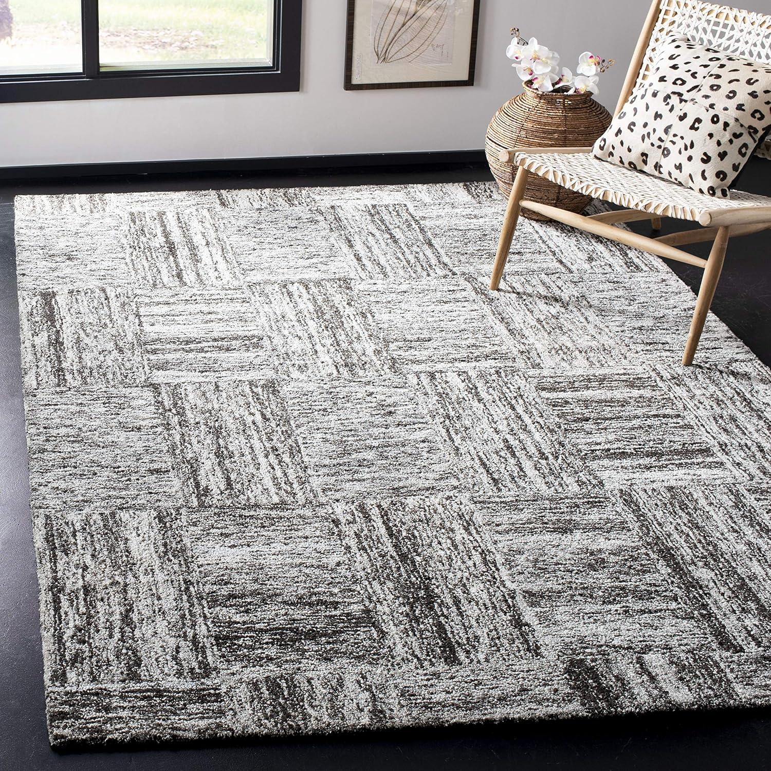Abstract ABT601 Hand Tufted Area Rug - Ivory/Charcoal - 6'x6' - Safavieh .