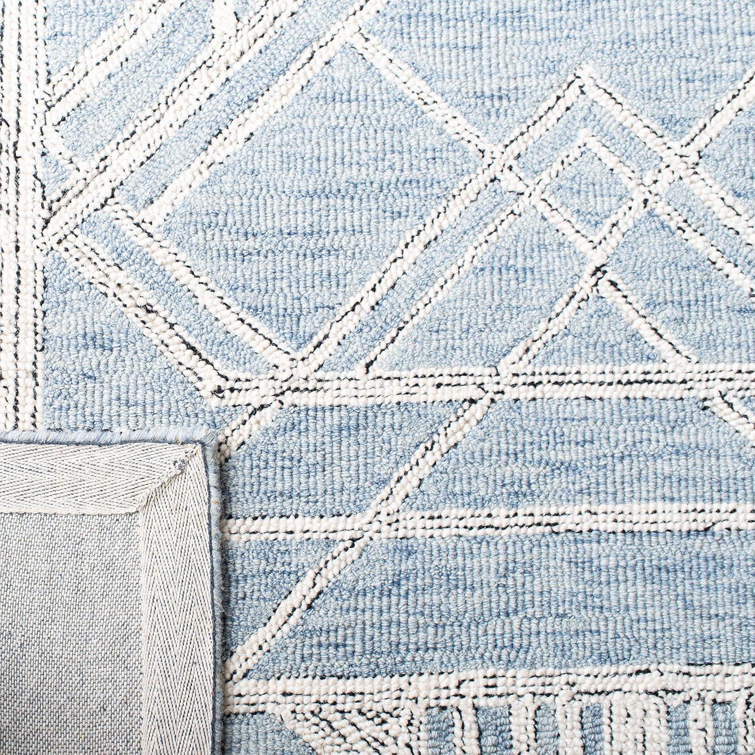 SAFAVIEH Micro-Loop Randall Geometric Area Rug, Light Blue/Ivory, 8' x 10'