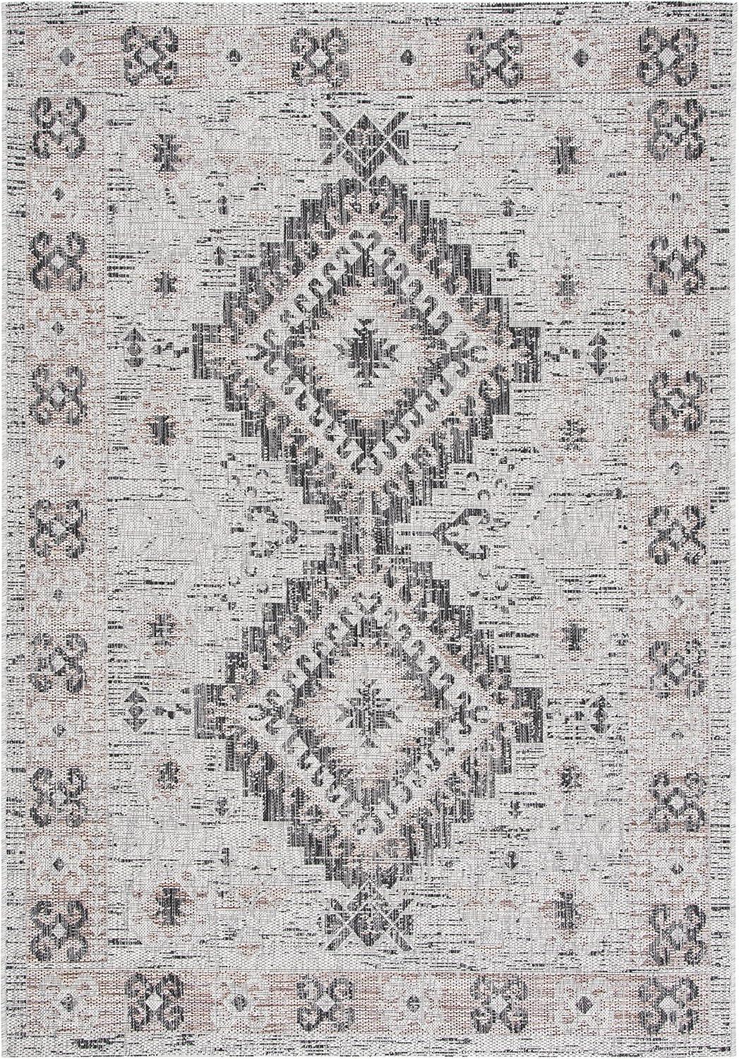 Courtyard CY8546 Power Loomed Indoor and Outdoor Area Rug - Light Grey/Light Beige - 6'7"x9'6" - Safavieh